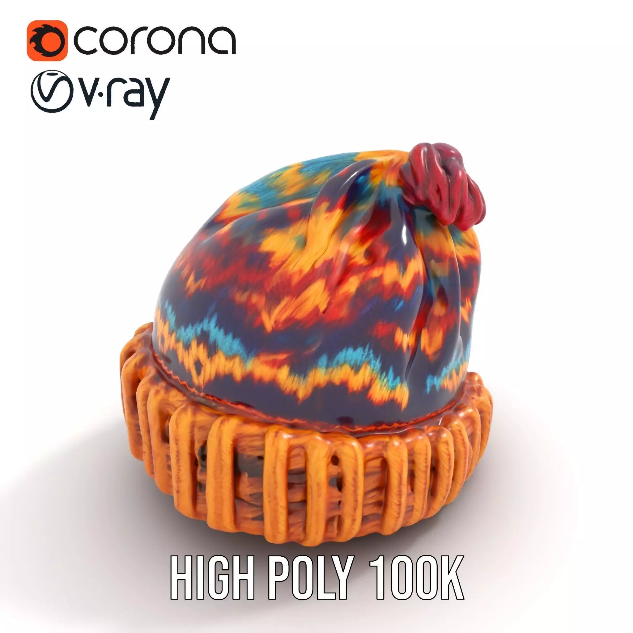 Colorful Knitted Beanie model pack Low-poly 3D model_15