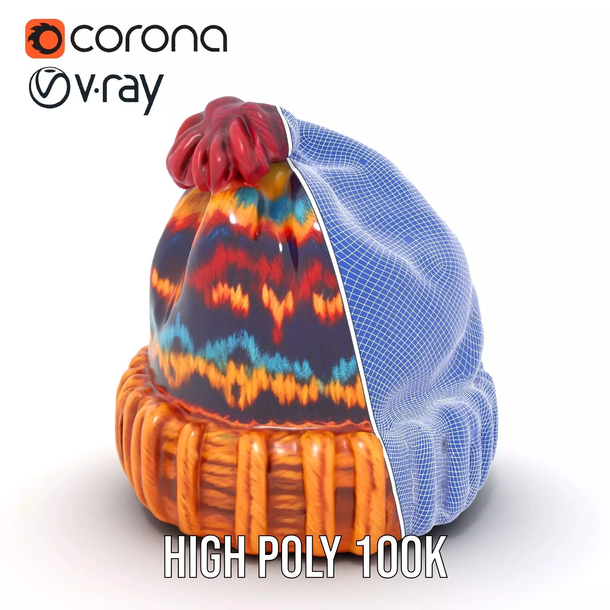 Colorful Knitted Beanie model pack Low-poly 3D model_33