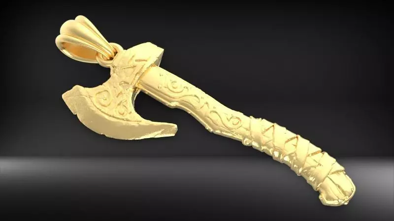 Axe pendant 3D print model_5