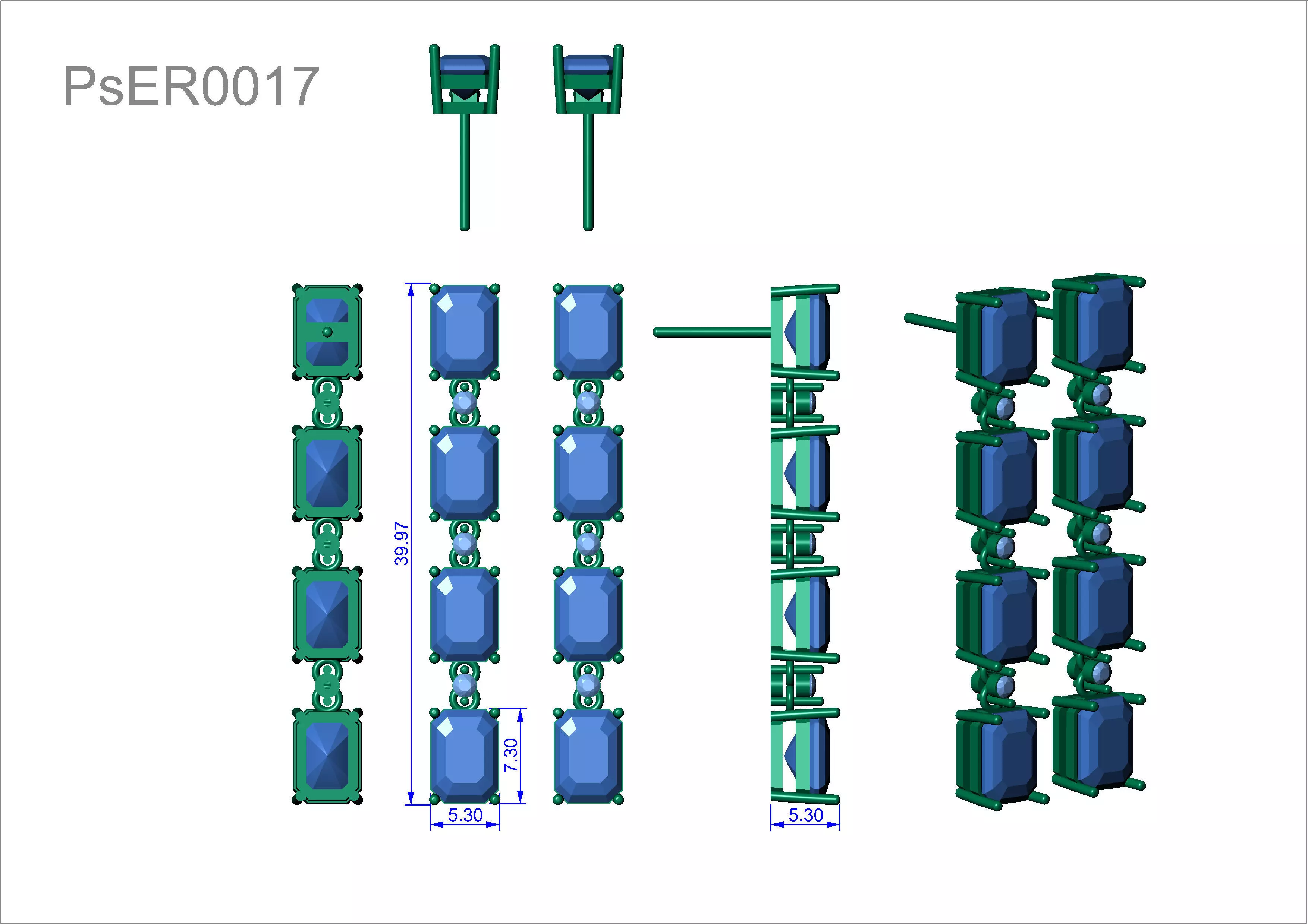 Dangle Earring stl obj 3D print model ER017 3D print model 3D print model_1