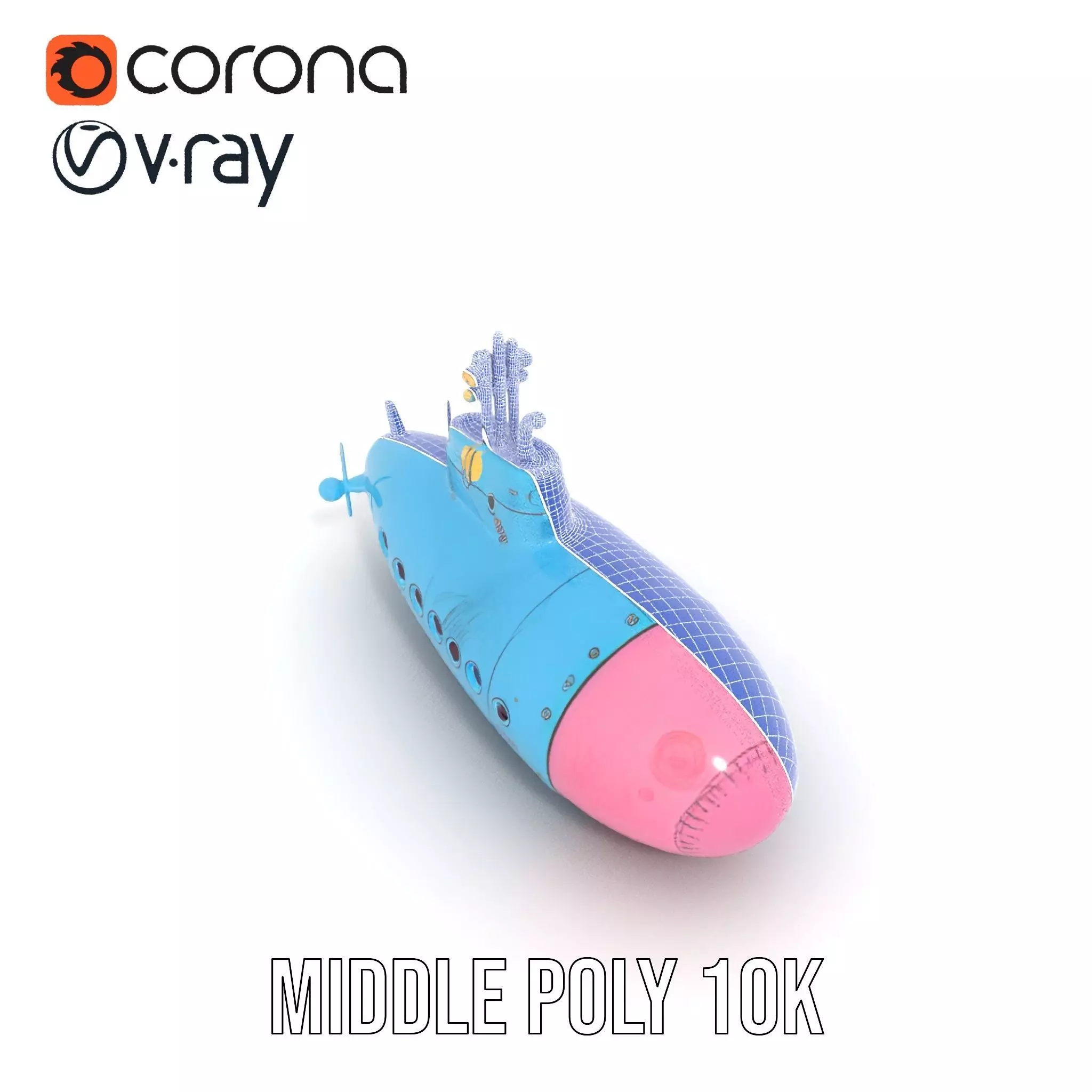 Cartoon Submarine model pack Low-poly 3D model_12