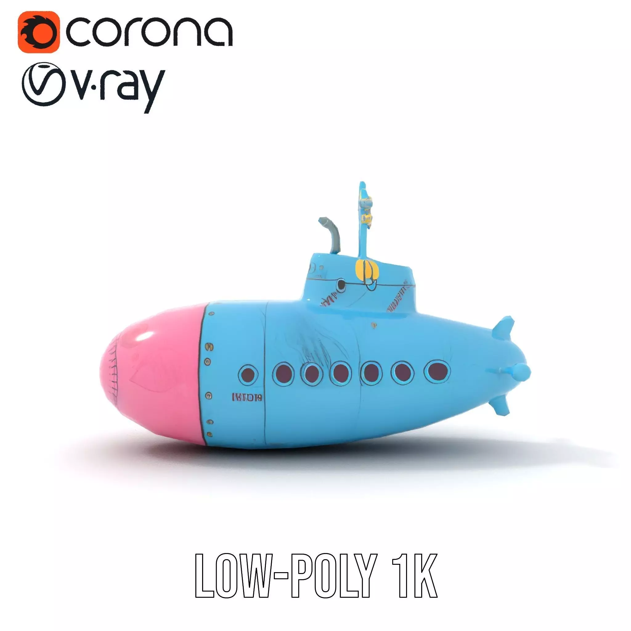 Cartoon Submarine model pack Low-poly 3D model_7