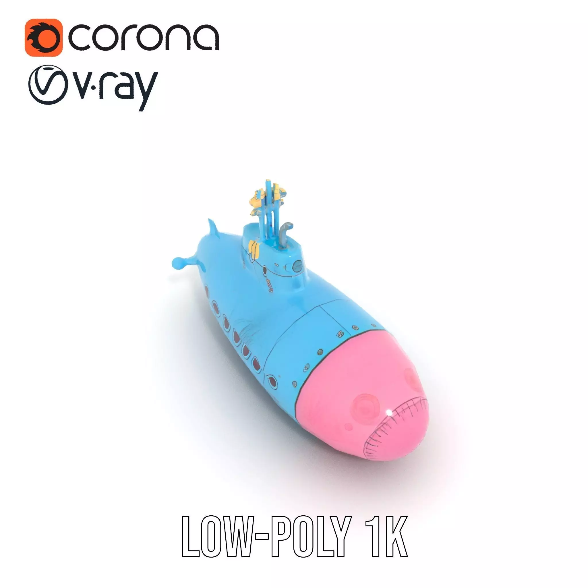 Cartoon Submarine model pack Low-poly 3D model_16