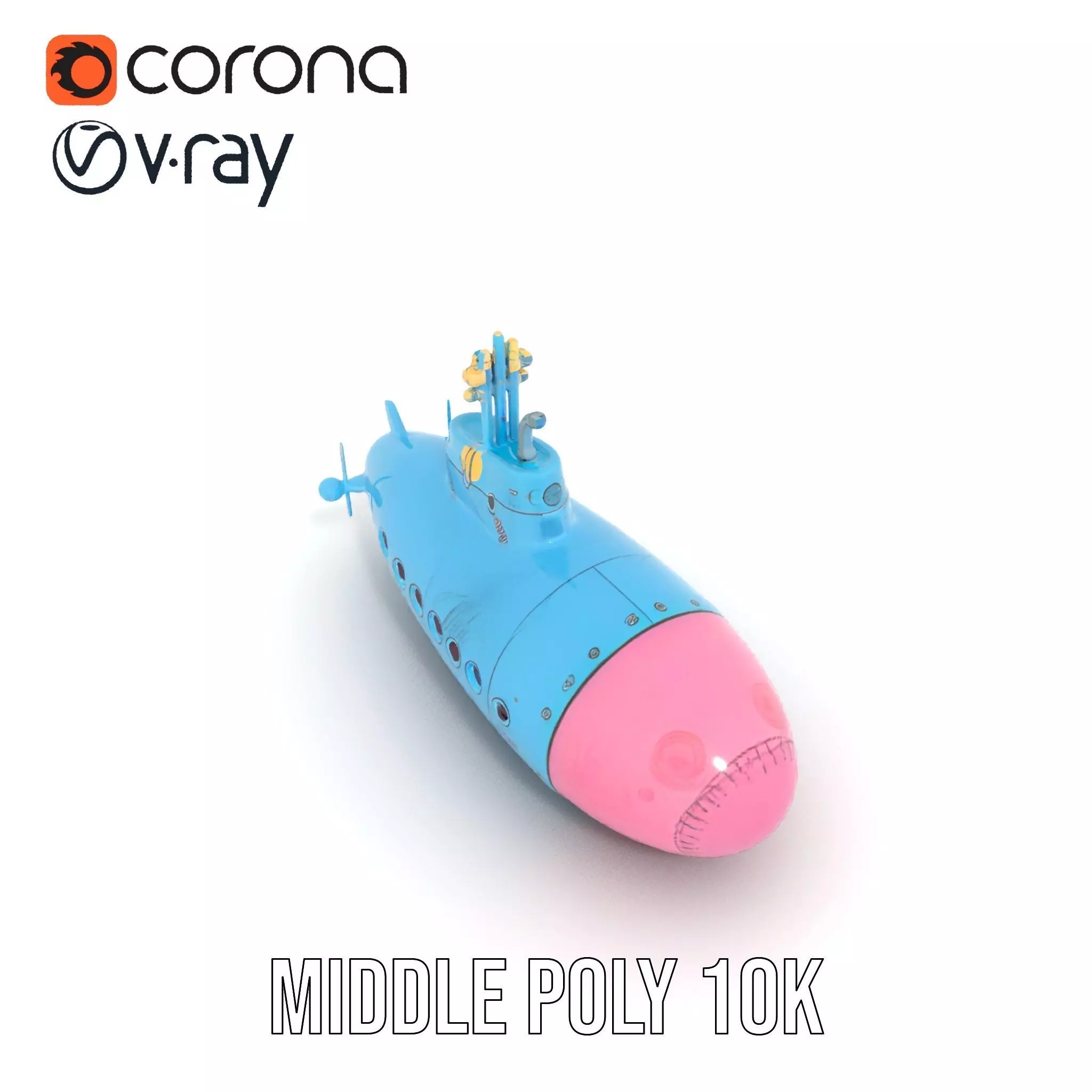 Cartoon Submarine model pack Low-poly 3D model_6