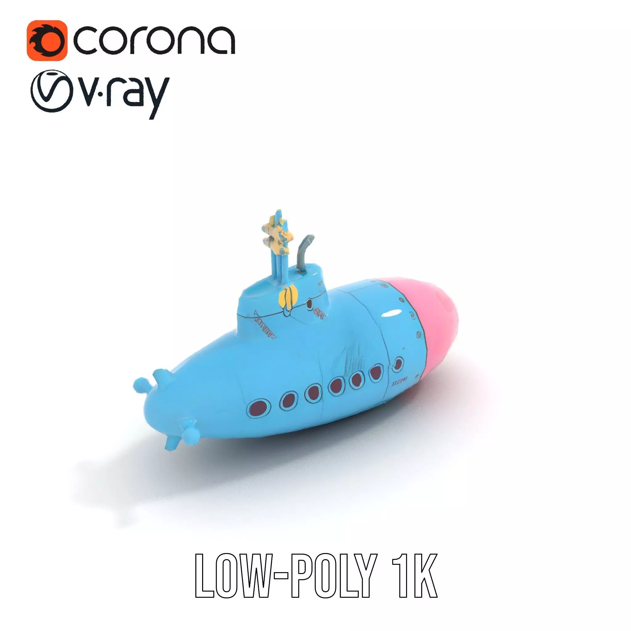 Cartoon Submarine model pack Low-poly 3D model_13