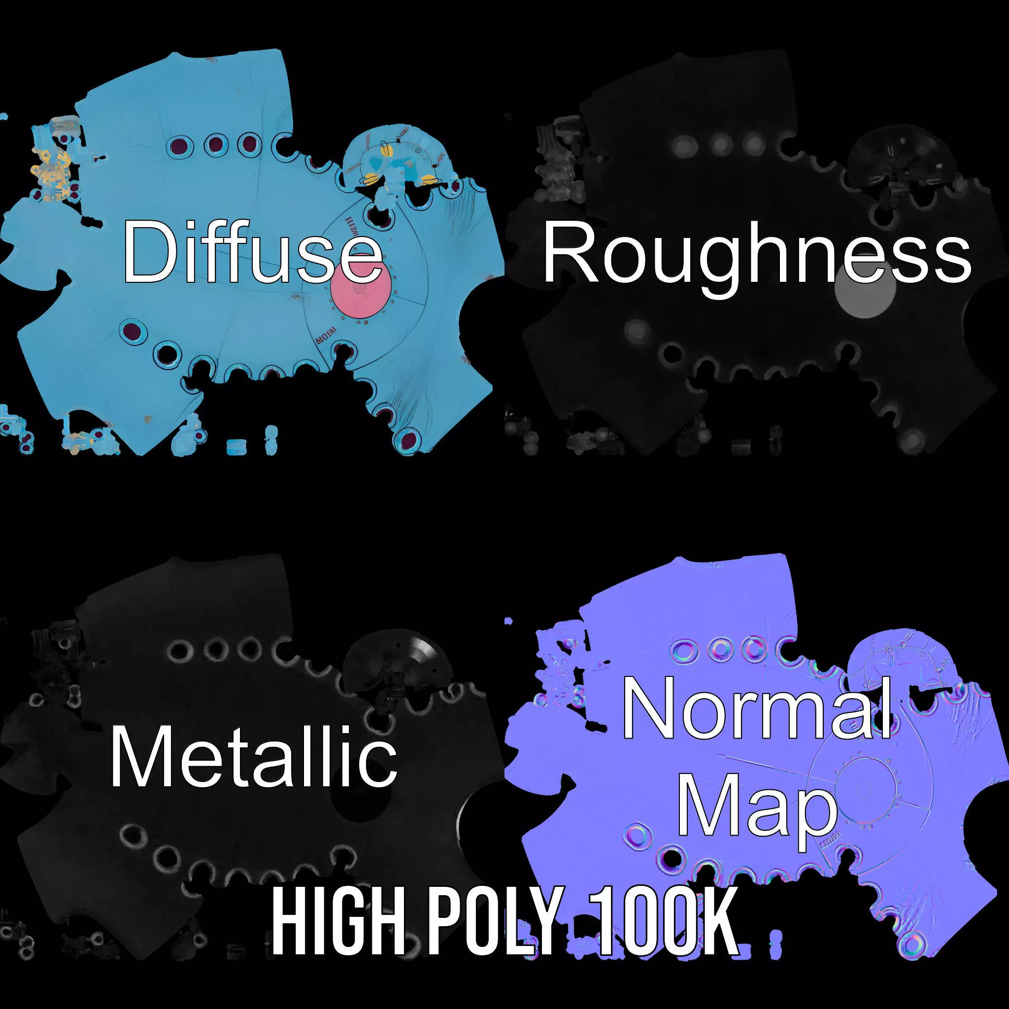 Cartoon Submarine model pack Low-poly 3D model_3