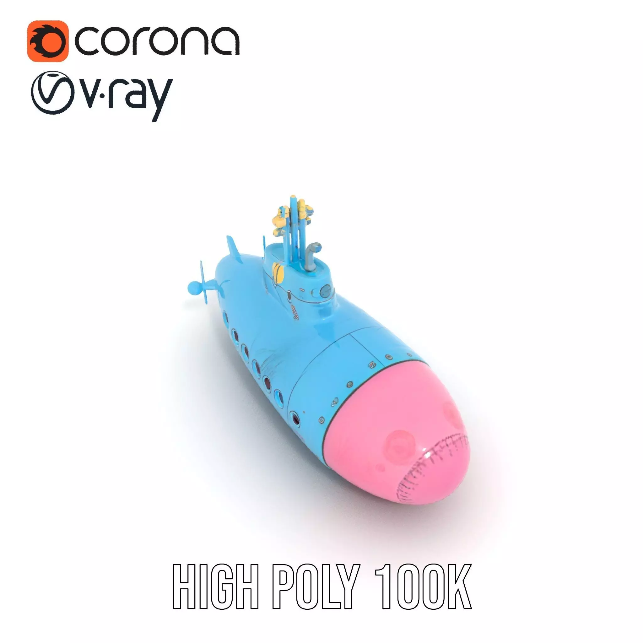 Cartoon Submarine model pack Low-poly 3D model_20