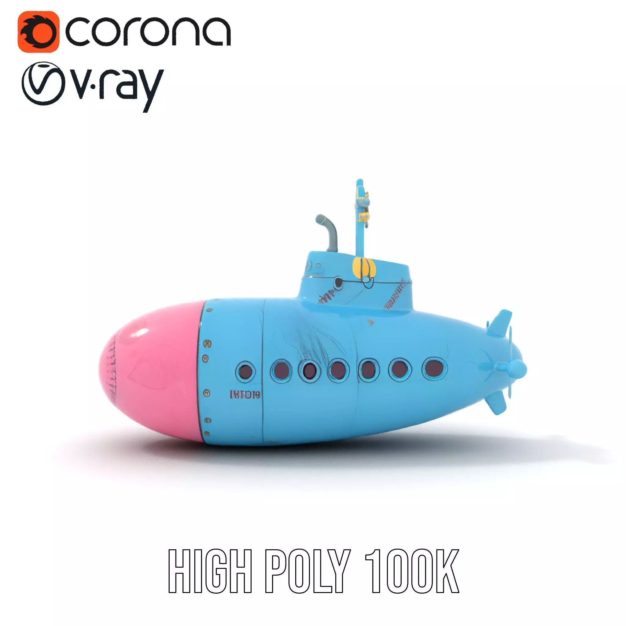 Cartoon Submarine model pack Low-poly 3D model_26