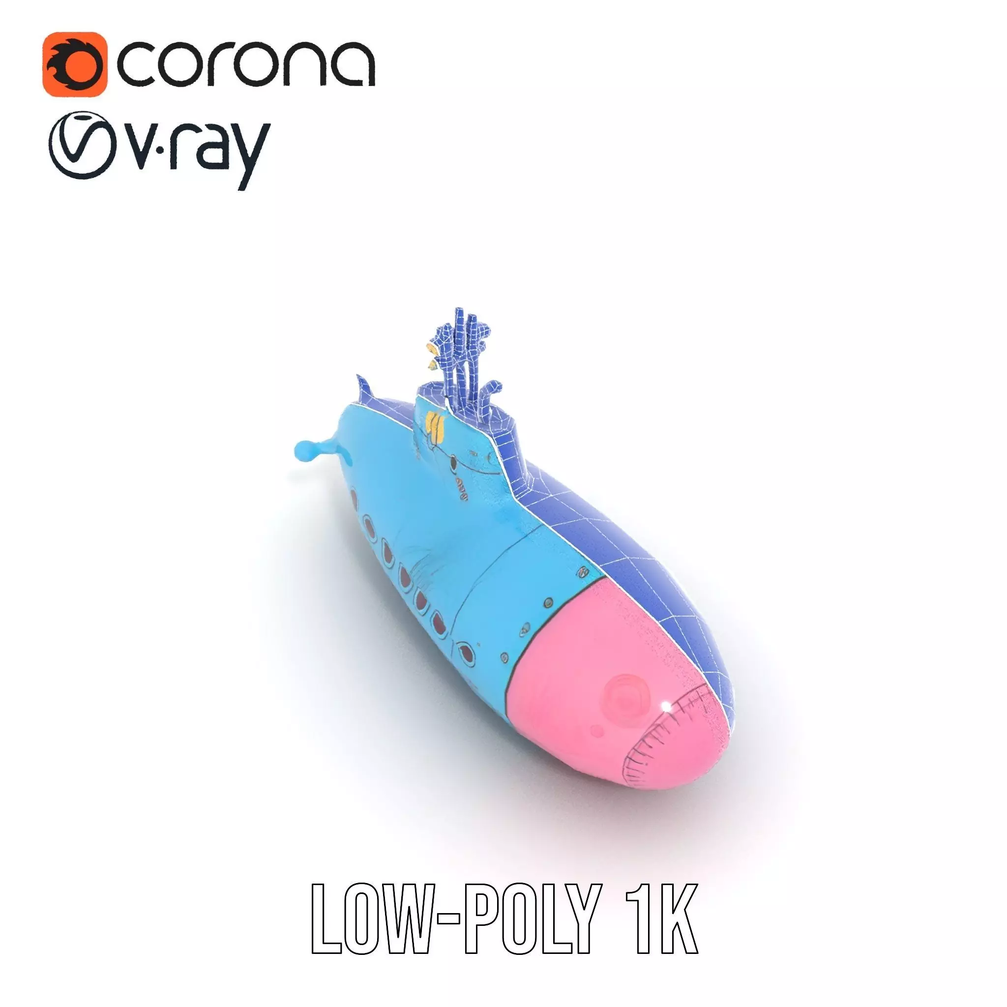 Cartoon Submarine model pack Low-poly 3D model_19