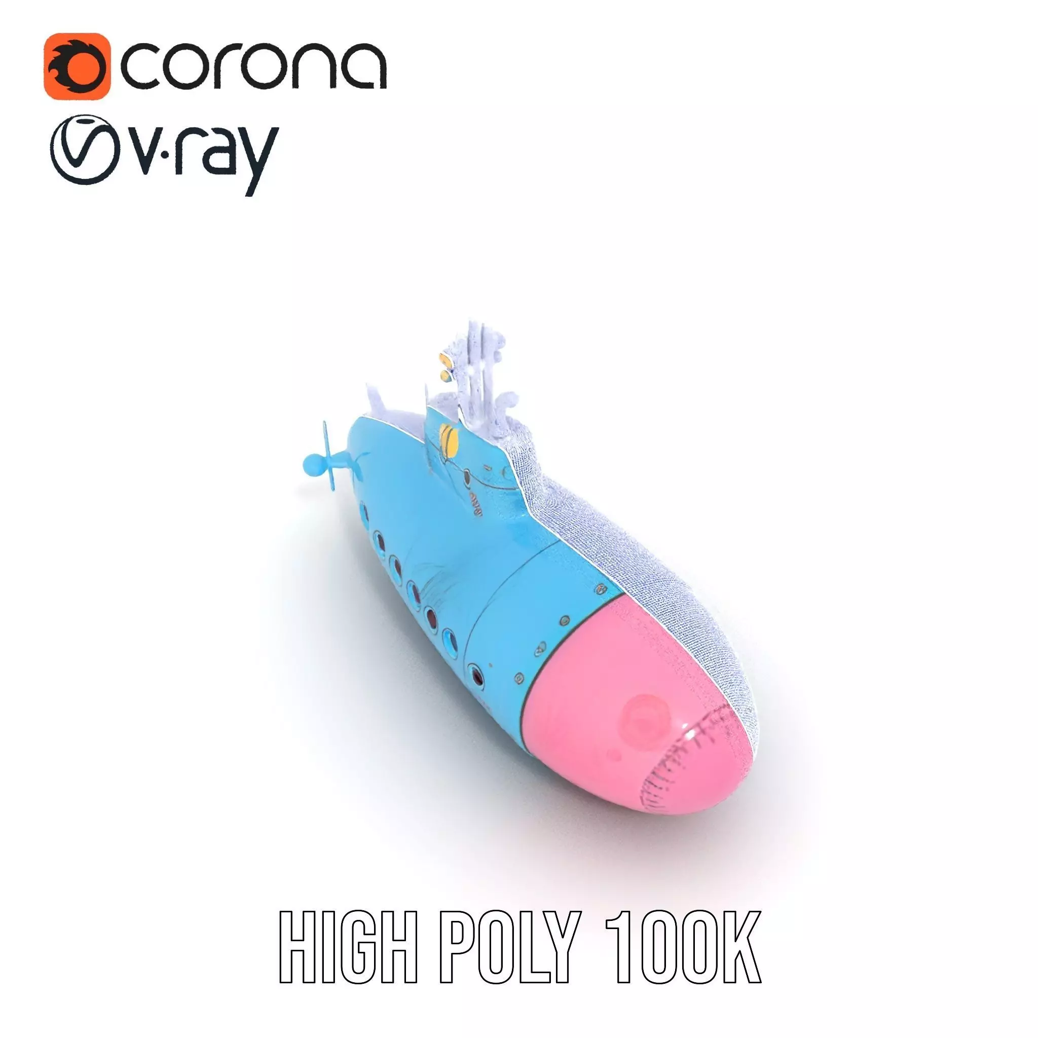 Cartoon Submarine model pack Low-poly 3D model_23