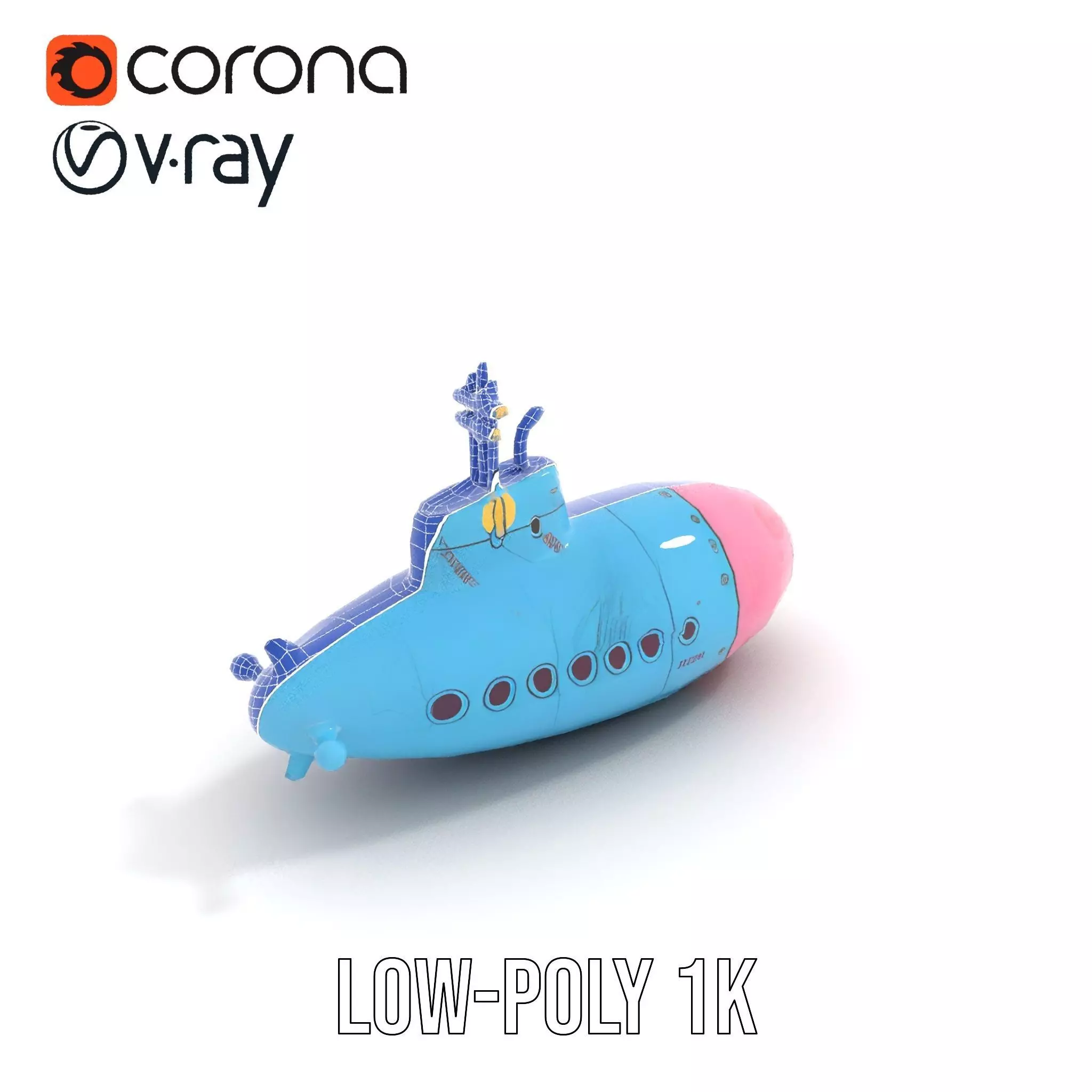 Cartoon Submarine model pack Low-poly 3D model_25