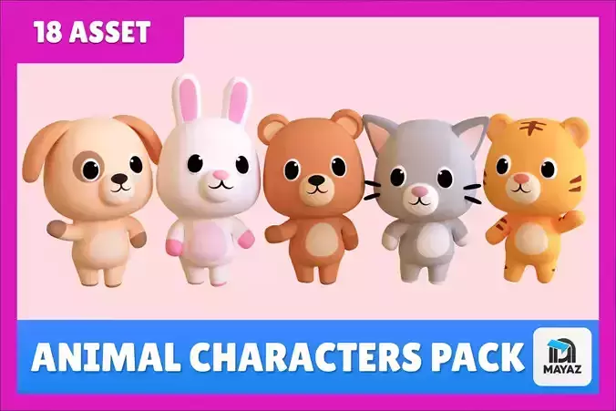 Chubby Animal 3D Model Bundle 01