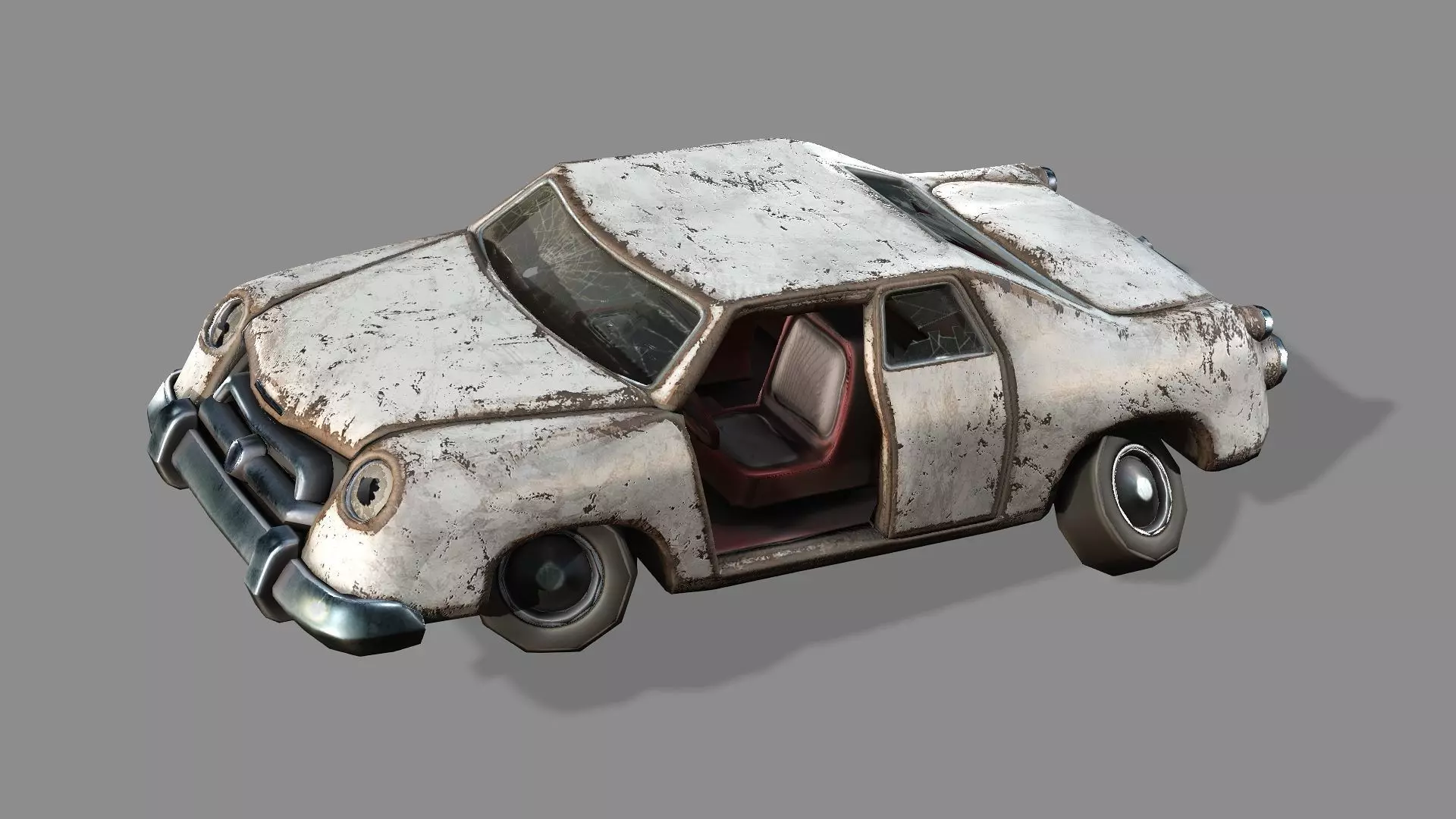 Burnt Destroyed Car Game Ready 03 Low Poly 3D Model Low-poly 3D model_7