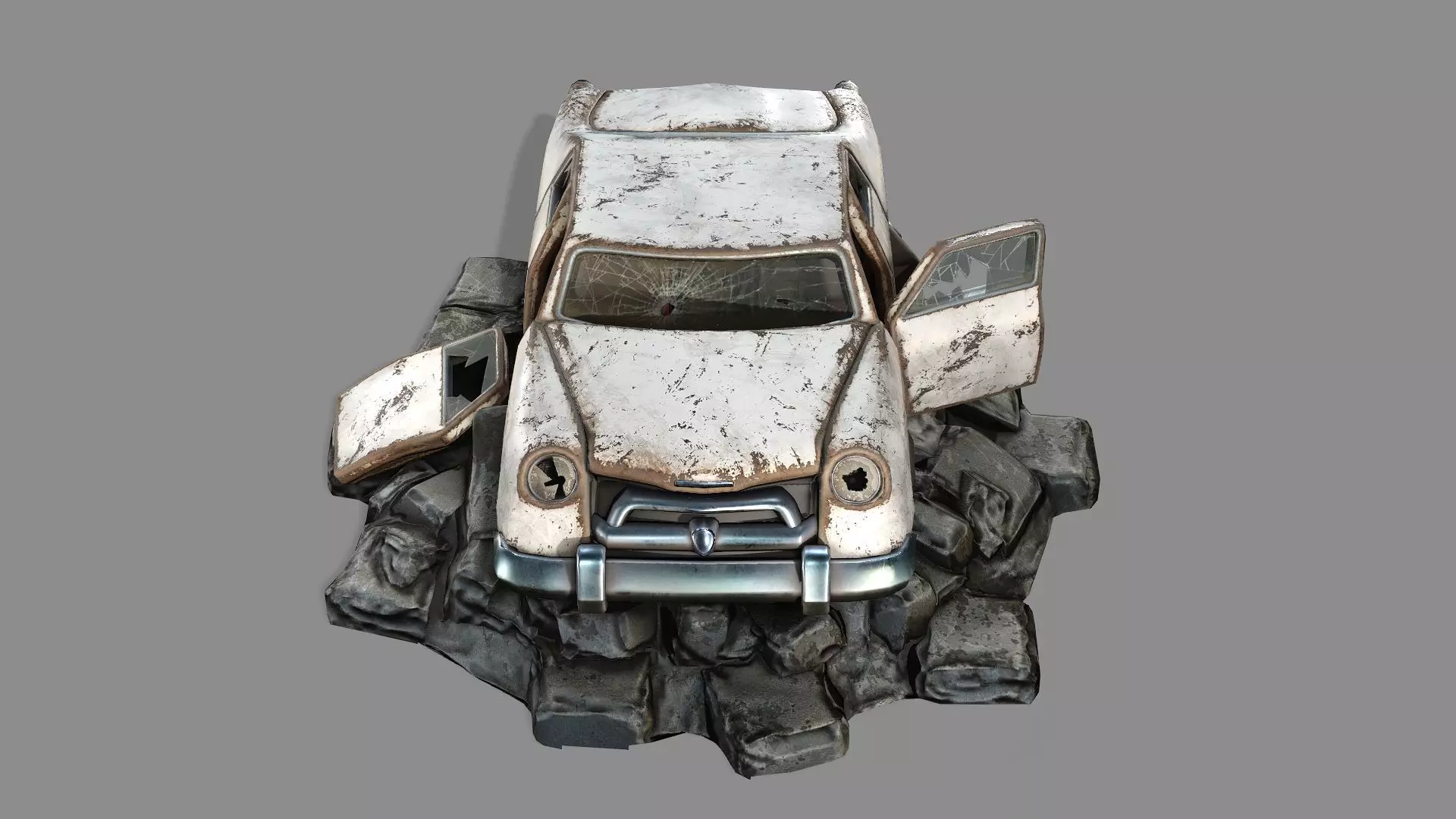 Burnt Destroyed Car Game Ready 03 Low Poly 3D Model Low-poly 3D model_6