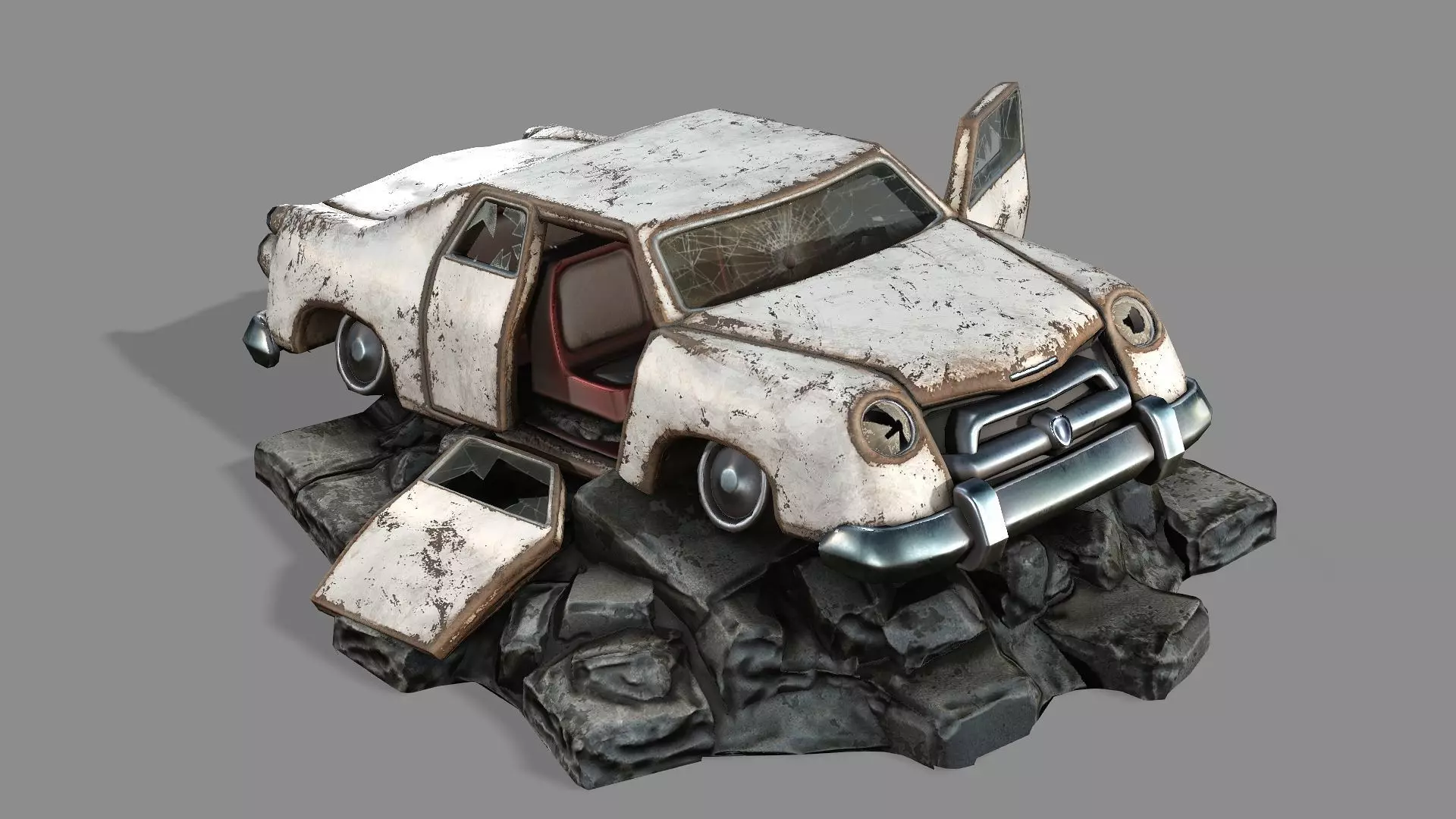 Burnt Destroyed Car Game Ready 03 Low Poly 3D Model Low-poly 3D model_5