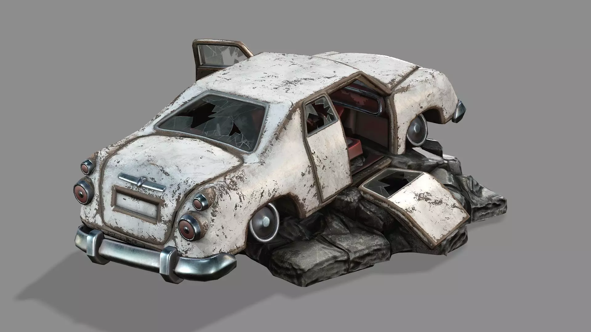 Burnt Destroyed Car Game Ready 03 Low Poly 3D Model Low-poly 3D model_3