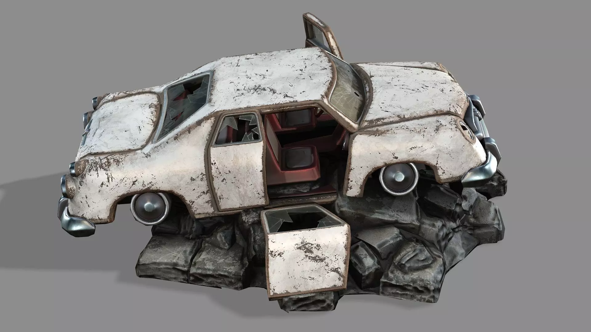 Burnt Destroyed Car Game Ready 03 Low Poly 3D Model Low-poly 3D model_4