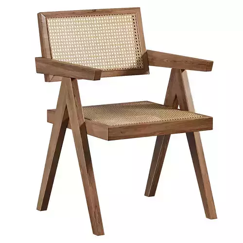 Walnut Japandi Rattan Chair