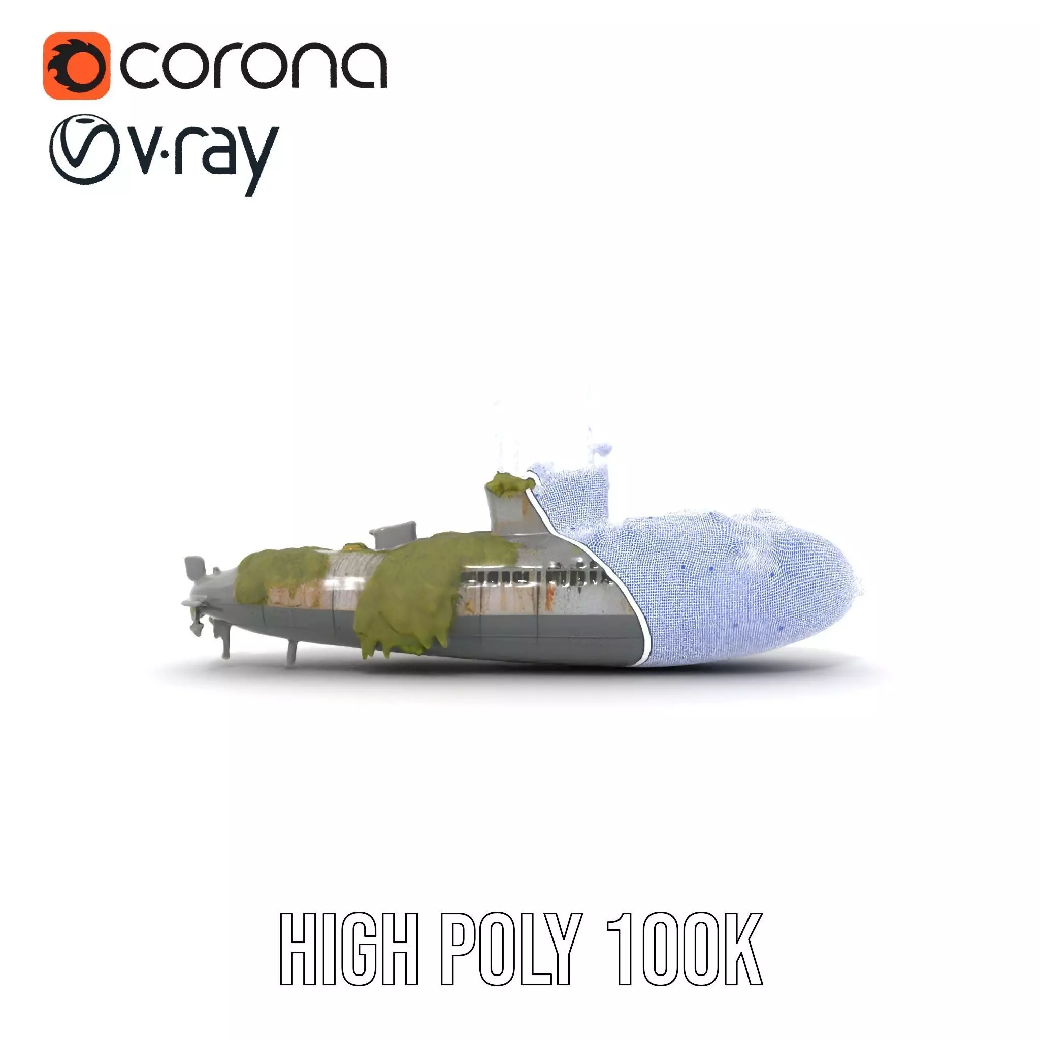 Mossy Submarine model pack Low-poly 3D model_34