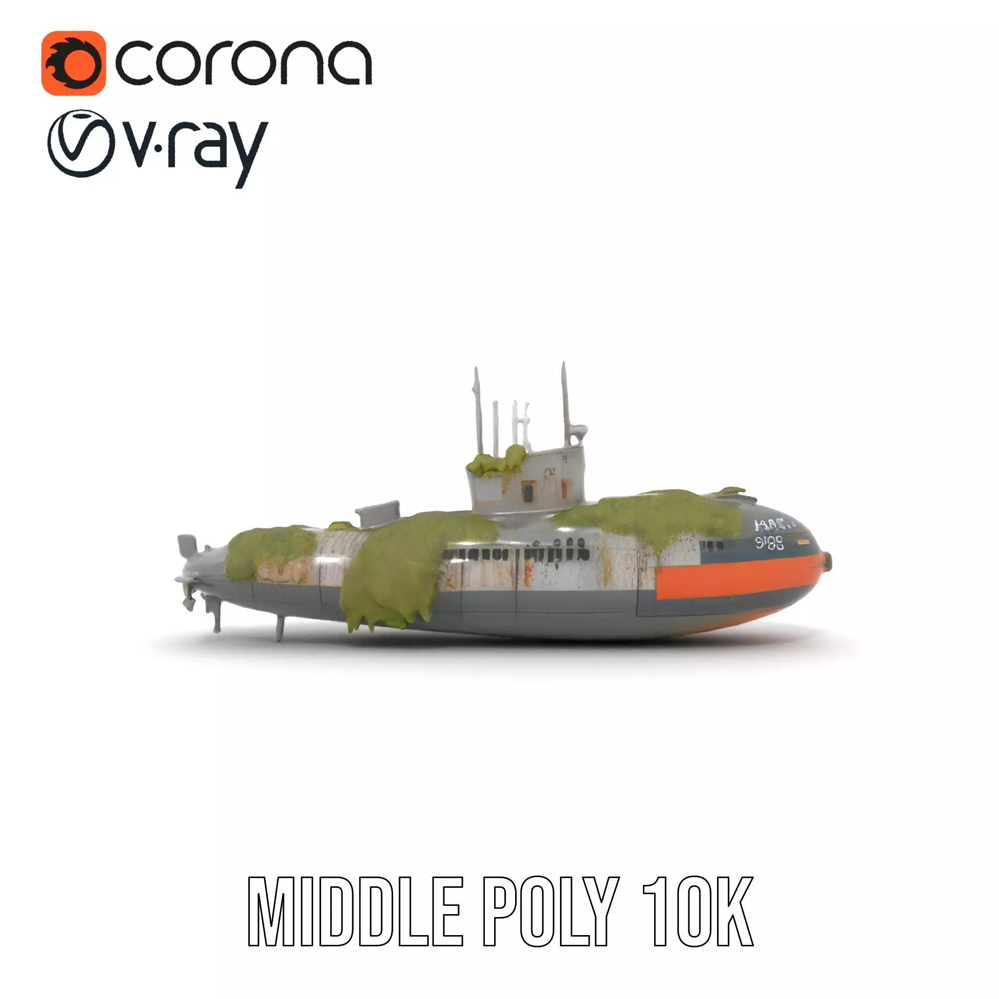 Mossy Submarine model pack Low-poly 3D model_5