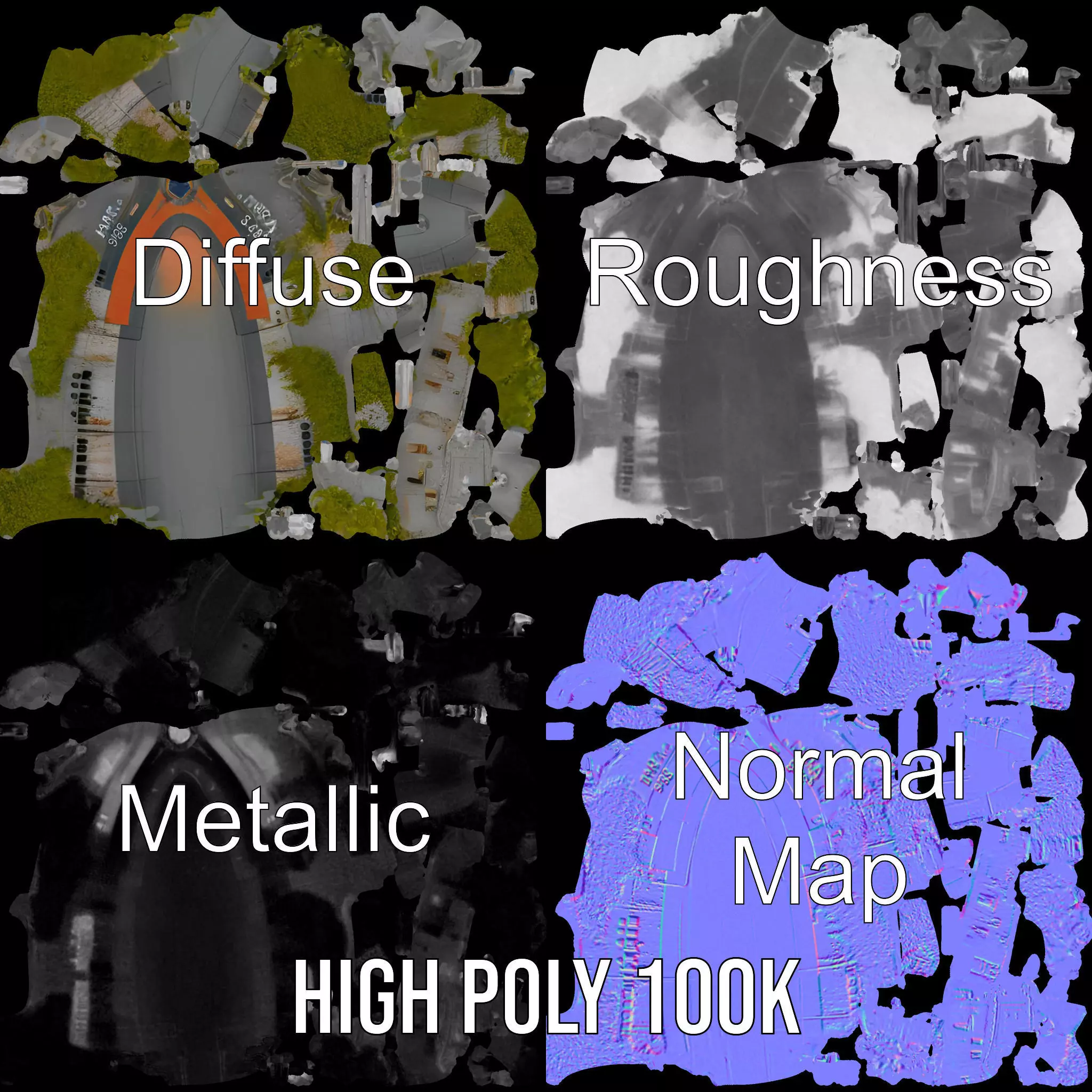 Mossy Submarine model pack Low-poly 3D model_3