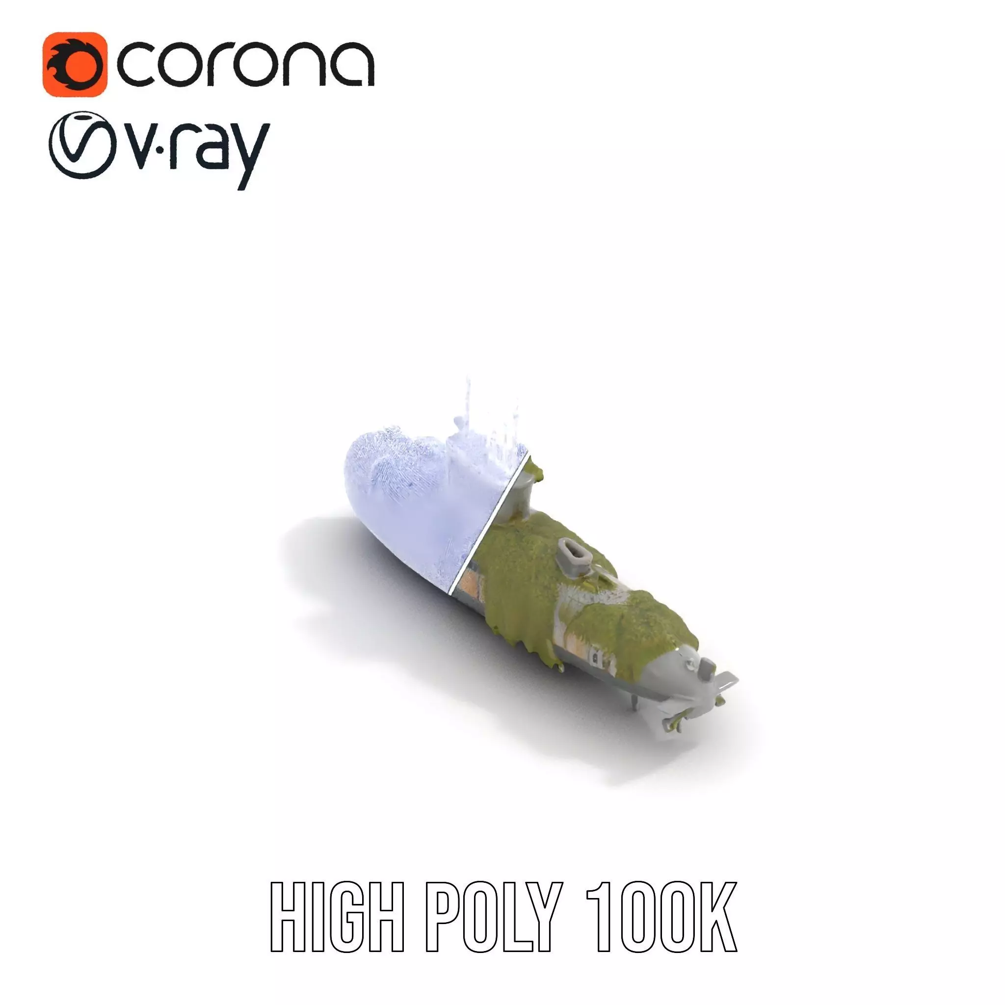 Mossy Submarine model pack Low-poly 3D model_17