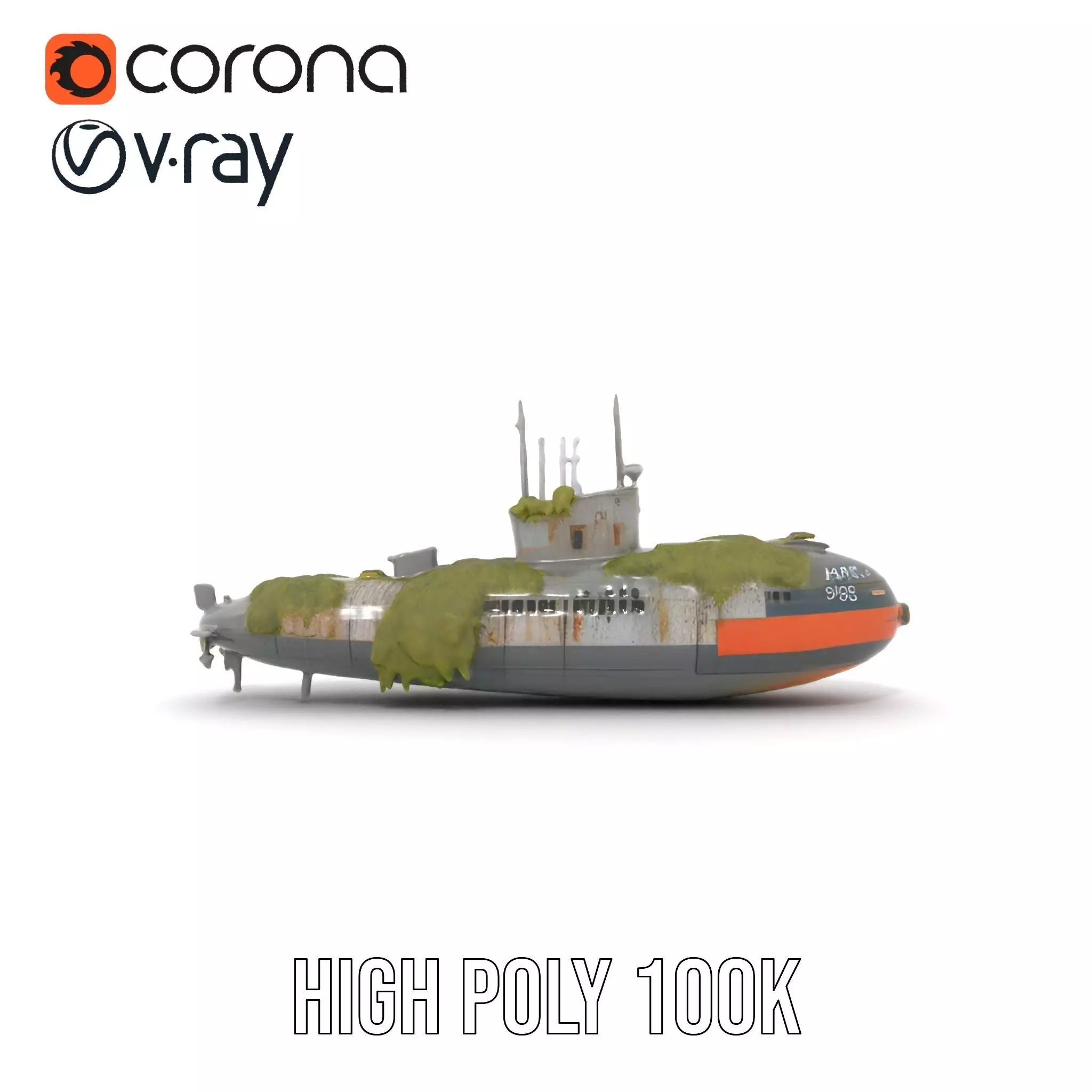 Mossy Submarine model pack Low-poly 3D model_31