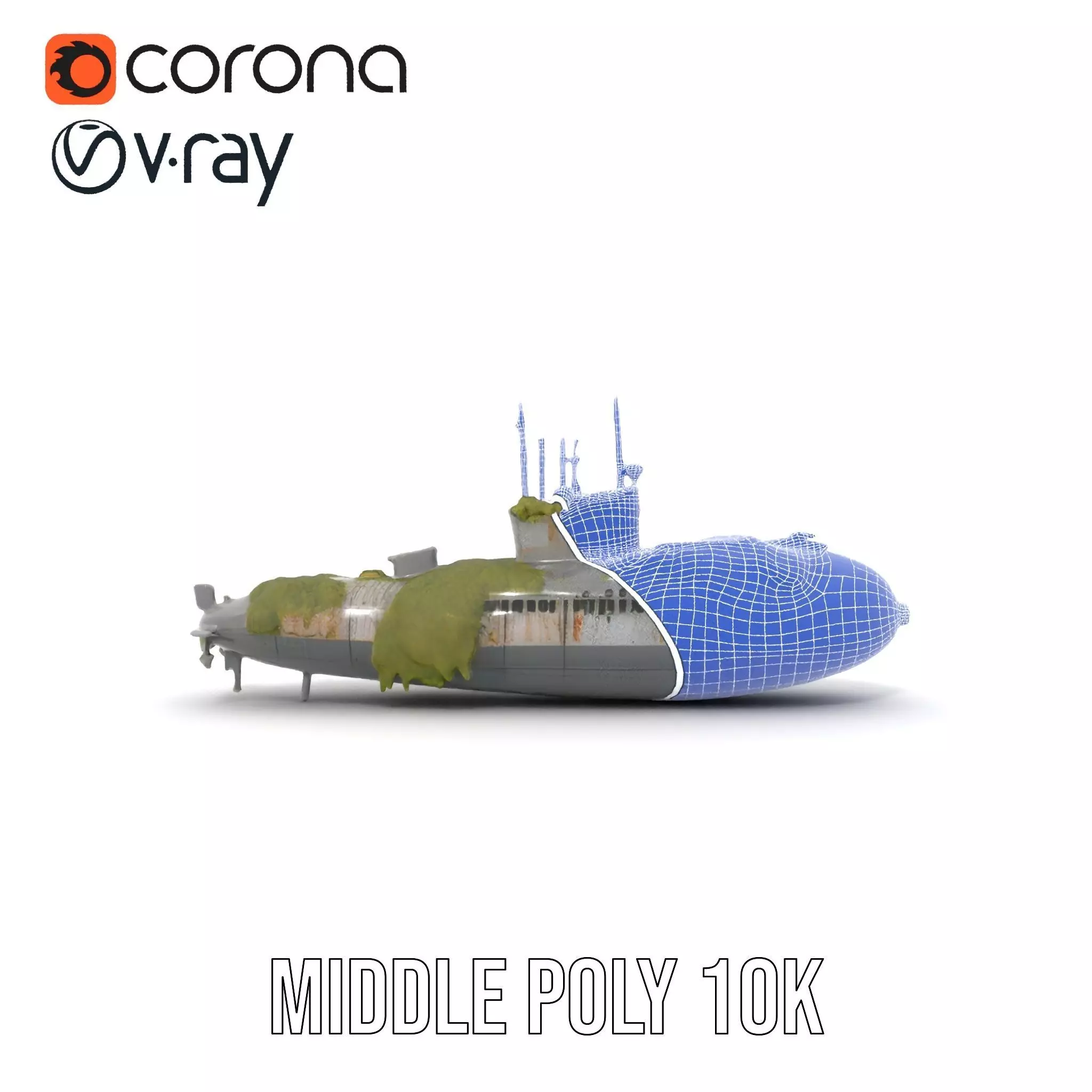 Mossy Submarine model pack Low-poly 3D model_26