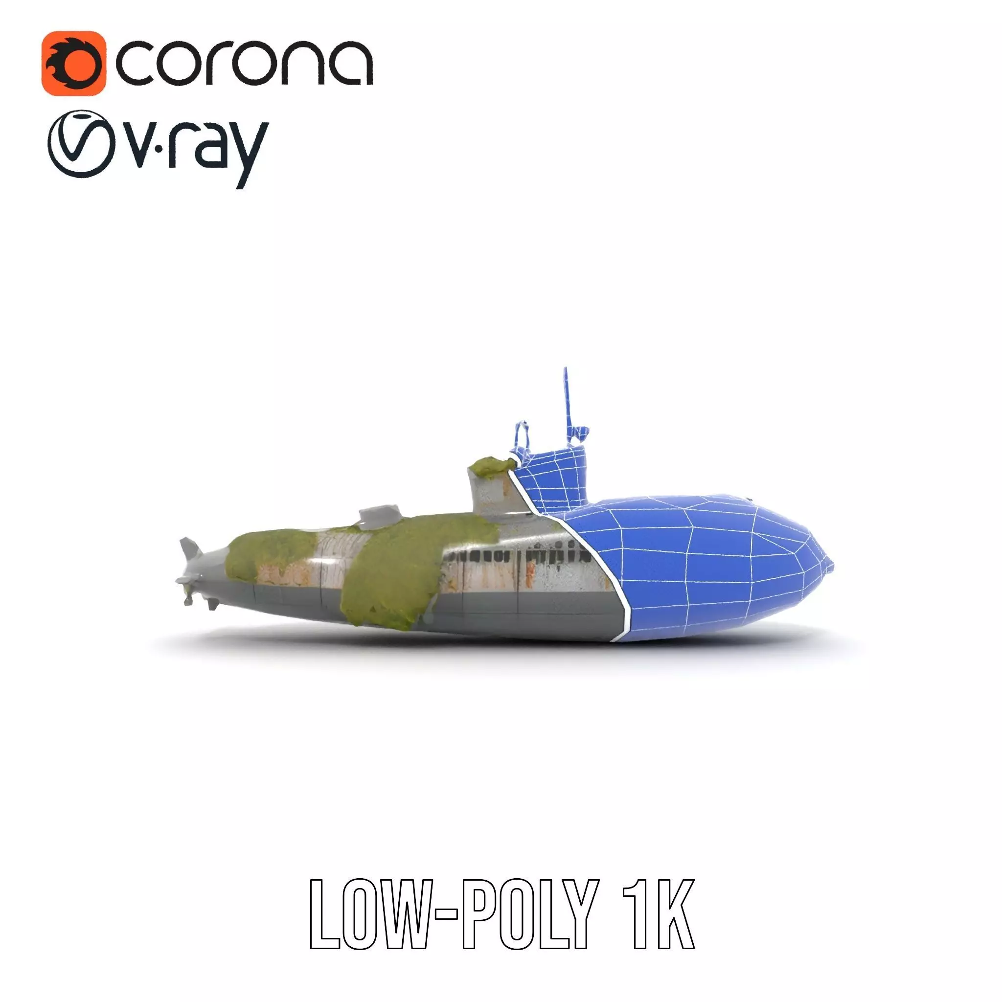 Mossy Submarine model pack Low-poly 3D model_25