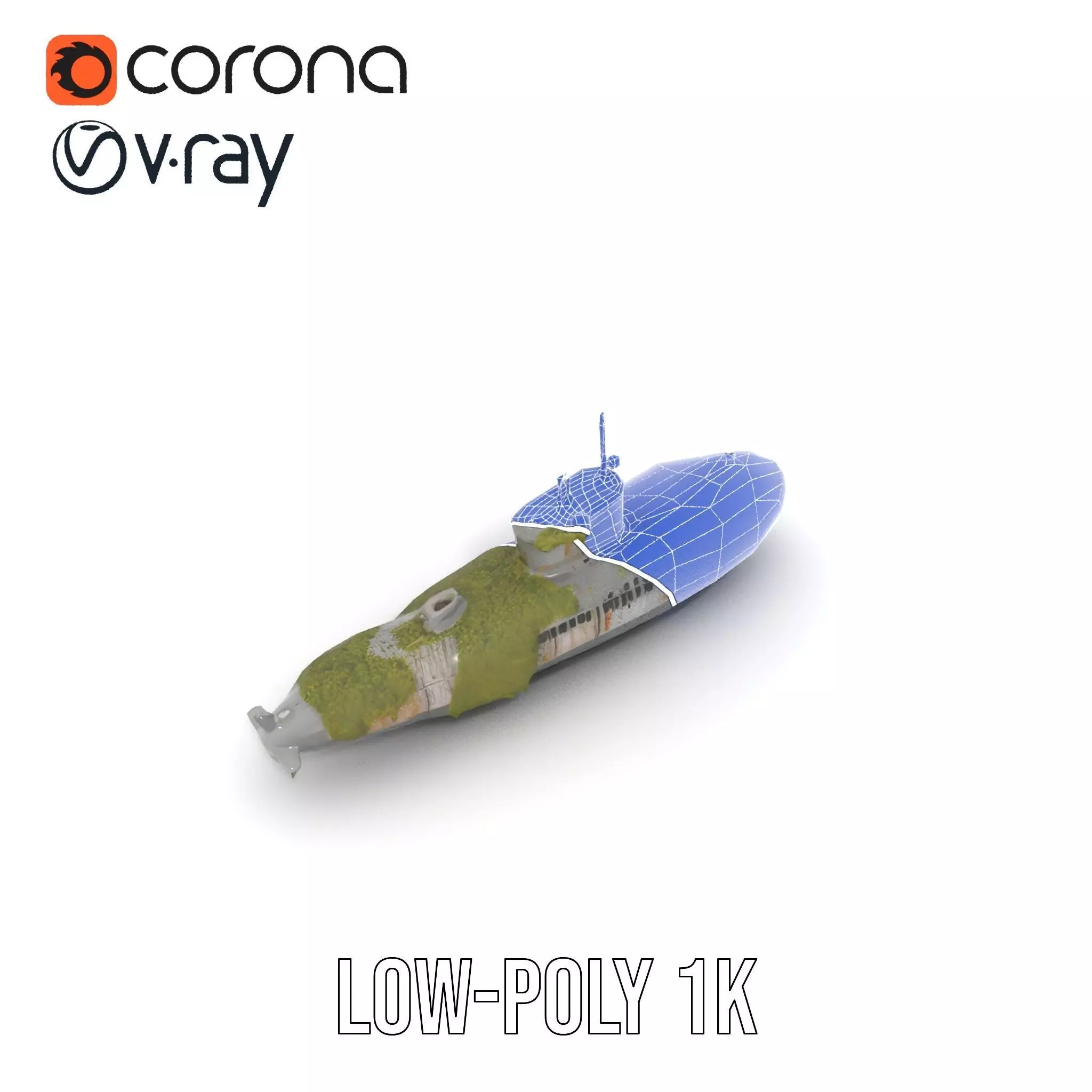 Mossy Submarine model pack Low-poly 3D model_30