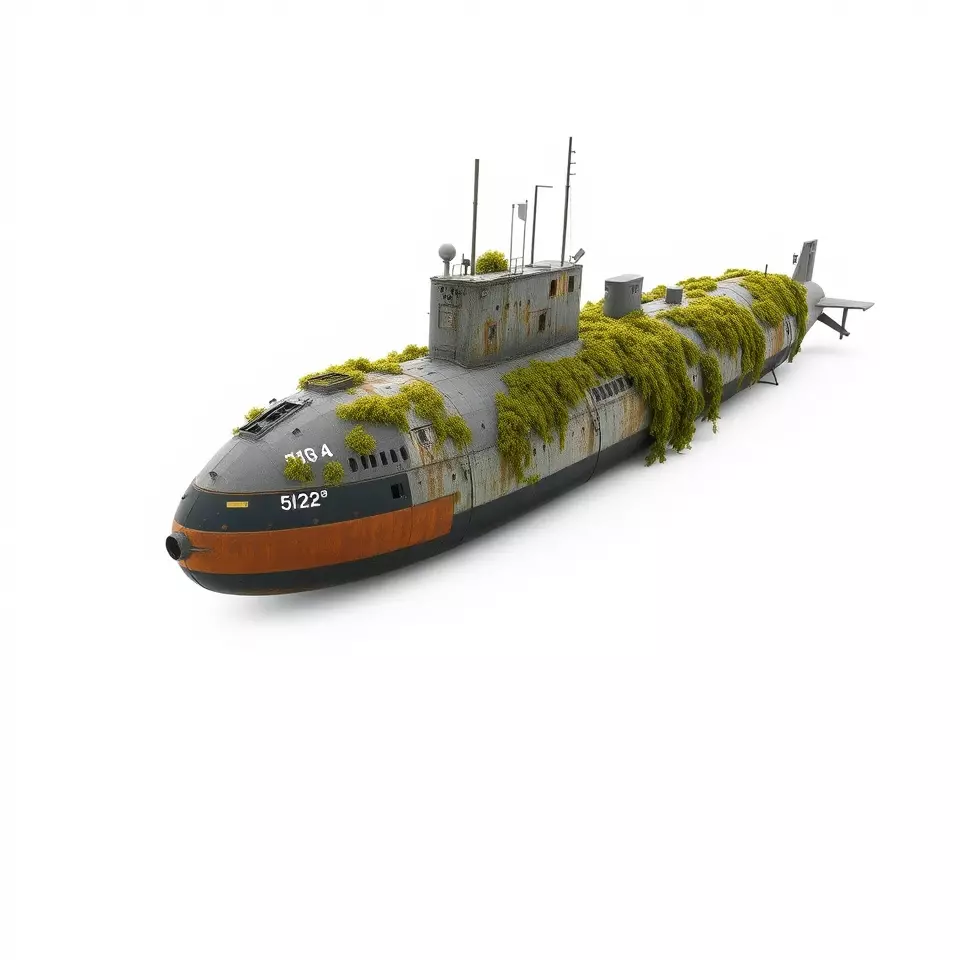 Mossy Submarine model pack Low-poly 3D model_2