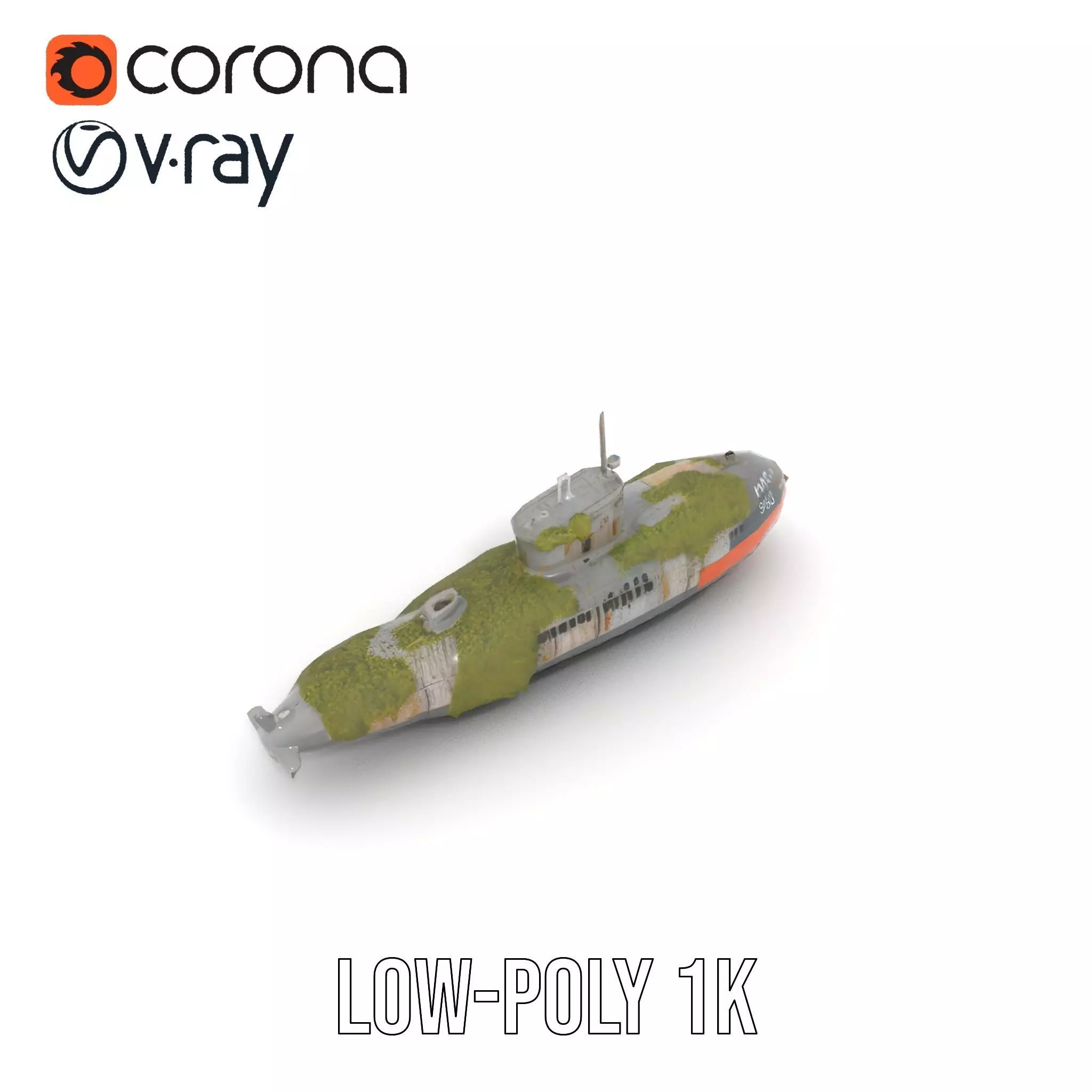 Mossy Submarine model pack Low-poly 3D model_7