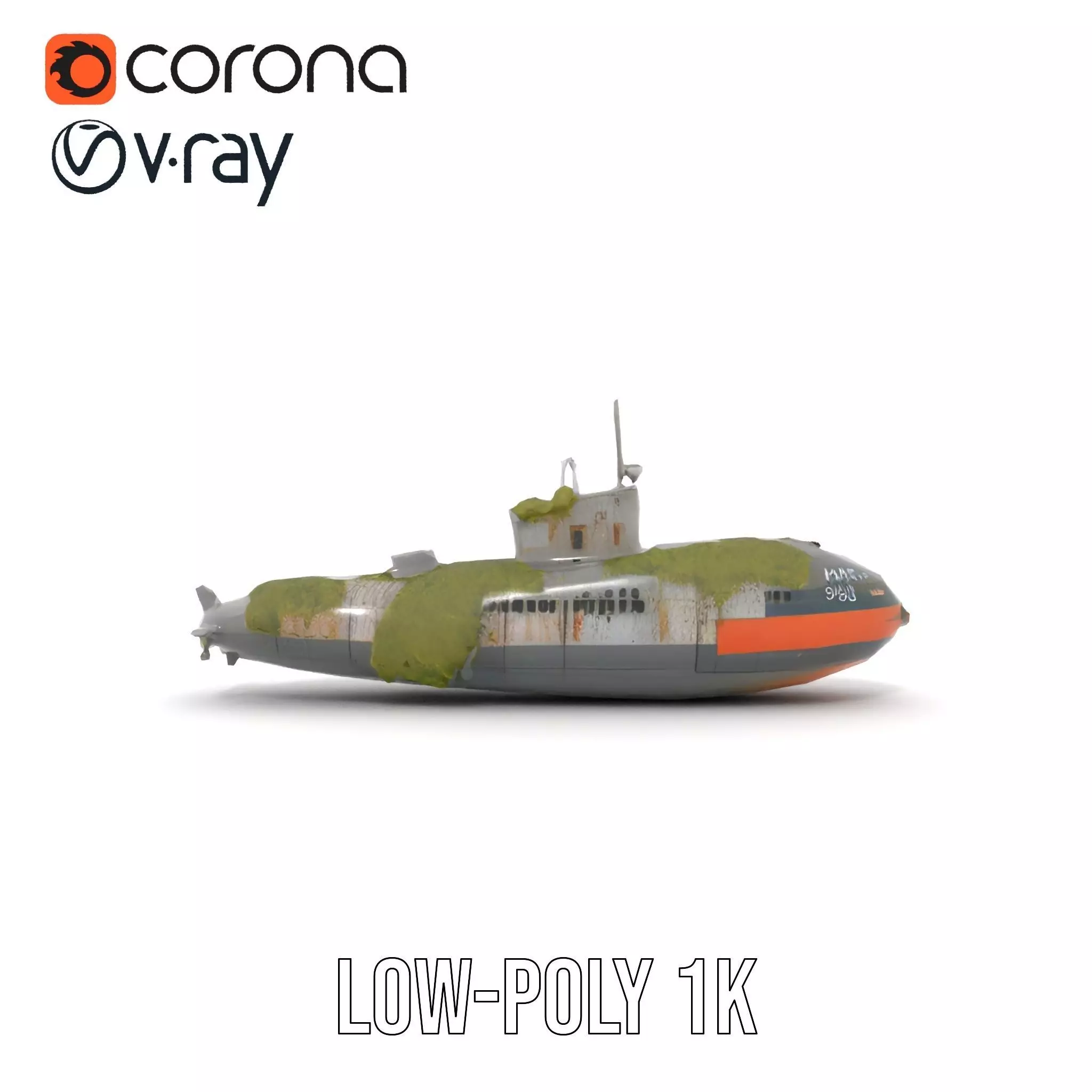 Mossy Submarine model pack Low-poly 3D model_16