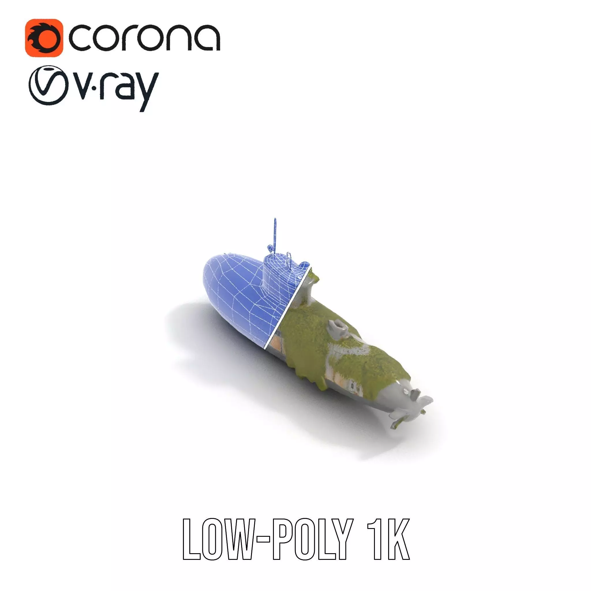 Mossy Submarine model pack Low-poly 3D model_22