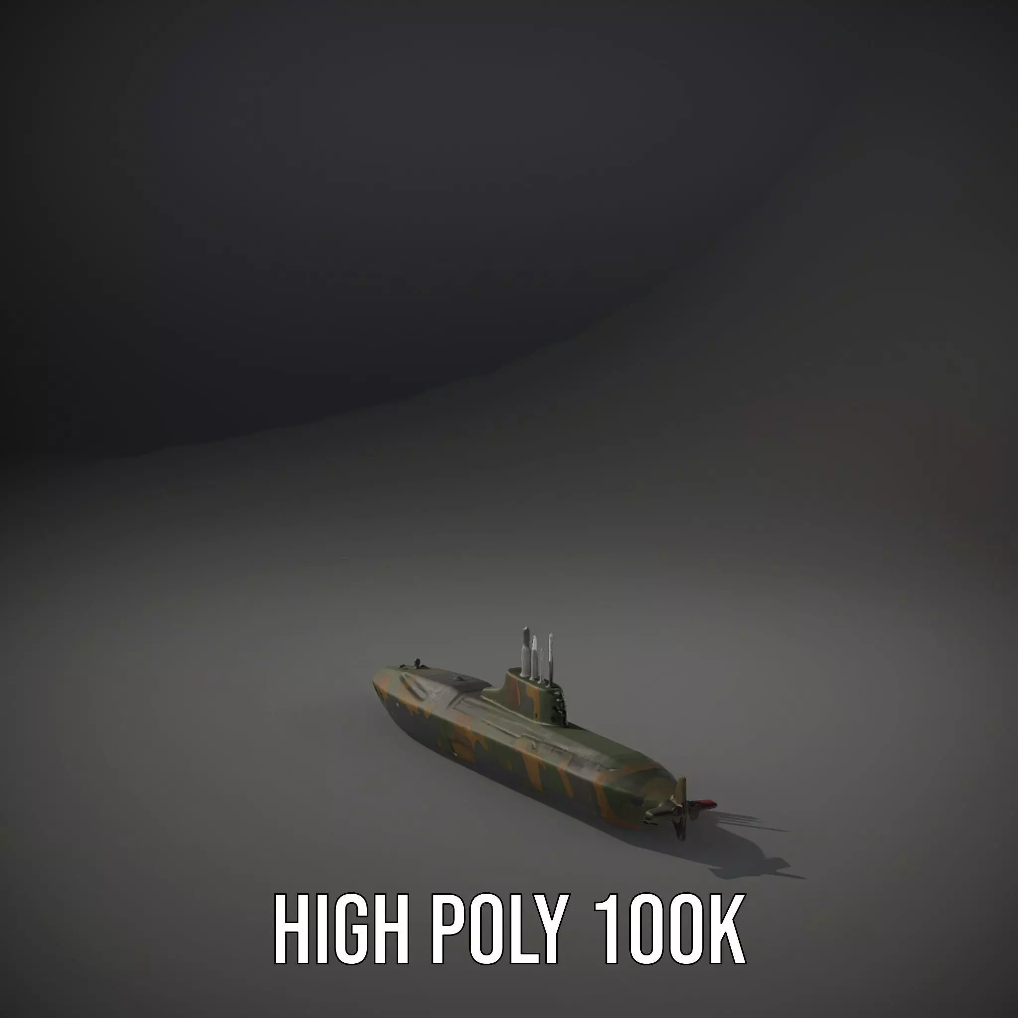 Camouflage Submarine model pack Low-poly 3D model_10