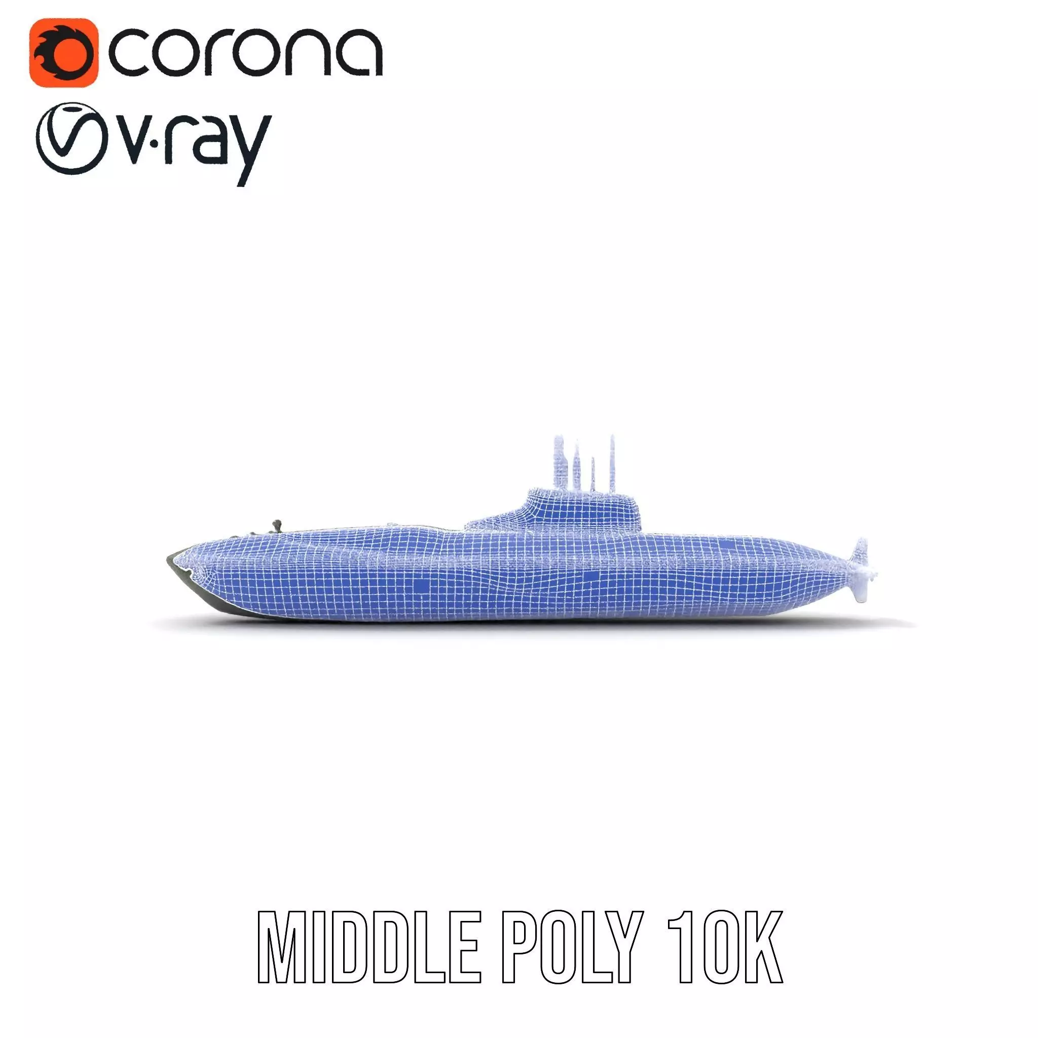 Camouflage Submarine model pack Low-poly 3D model_24