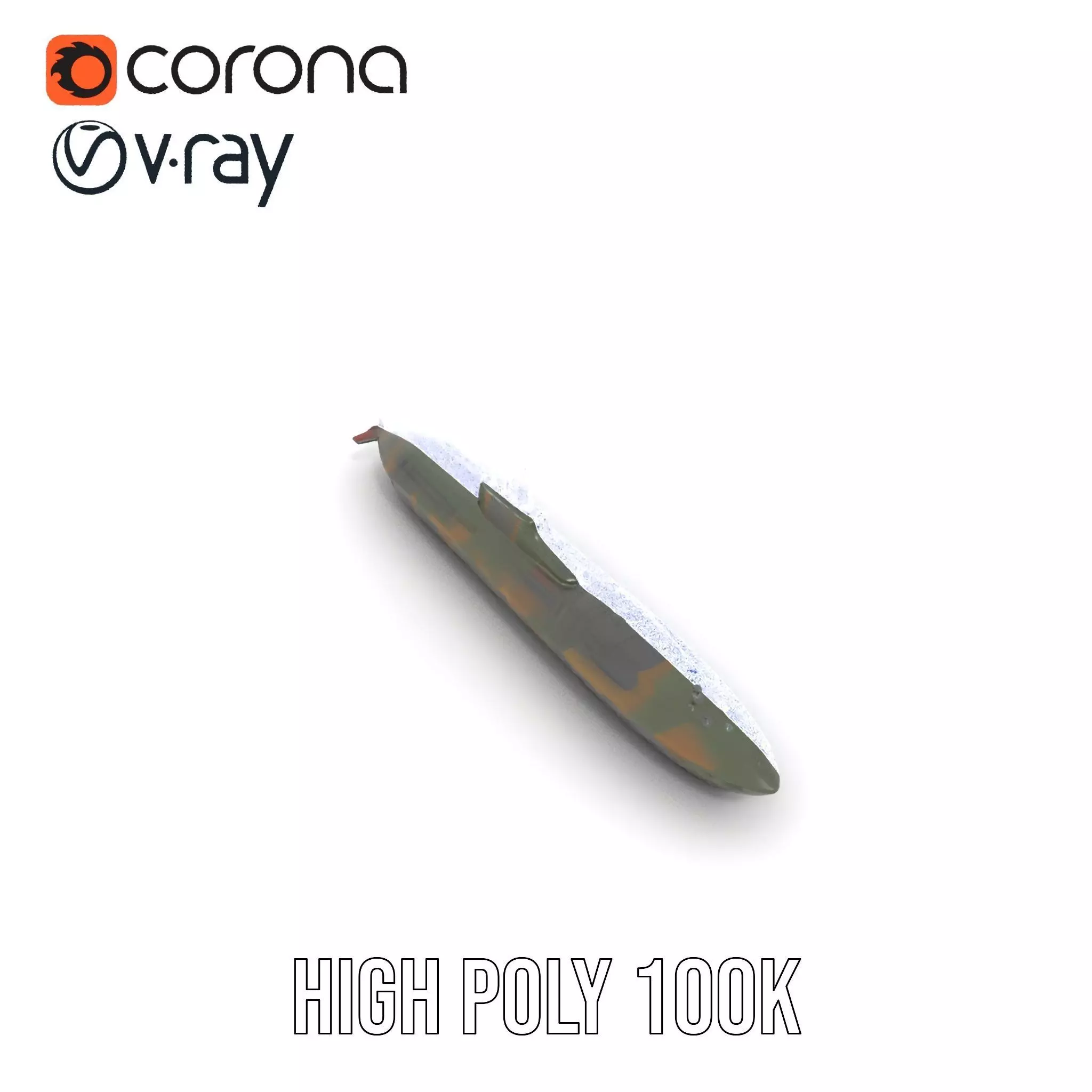 Camouflage Submarine model pack Low-poly 3D model_32