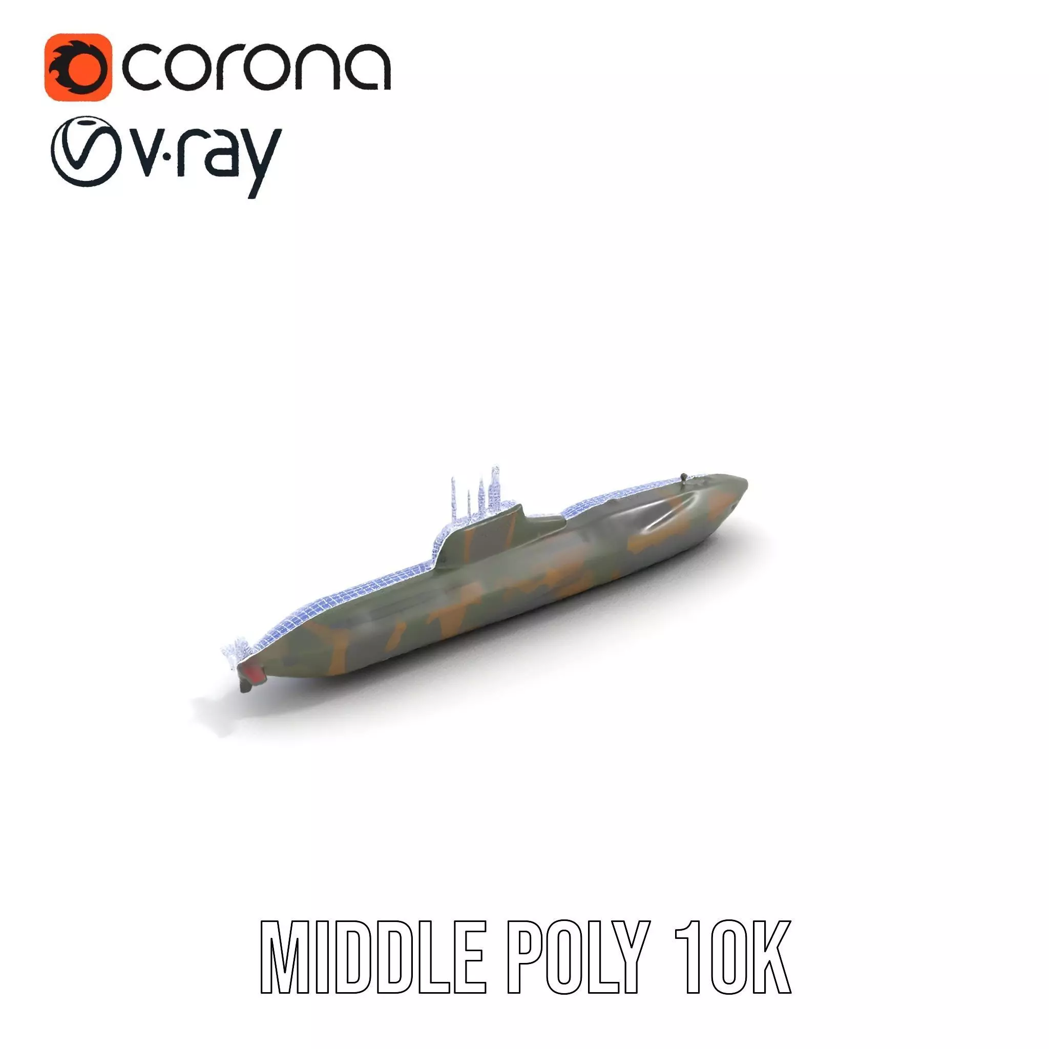 Camouflage Submarine model pack Low-poly 3D model_21