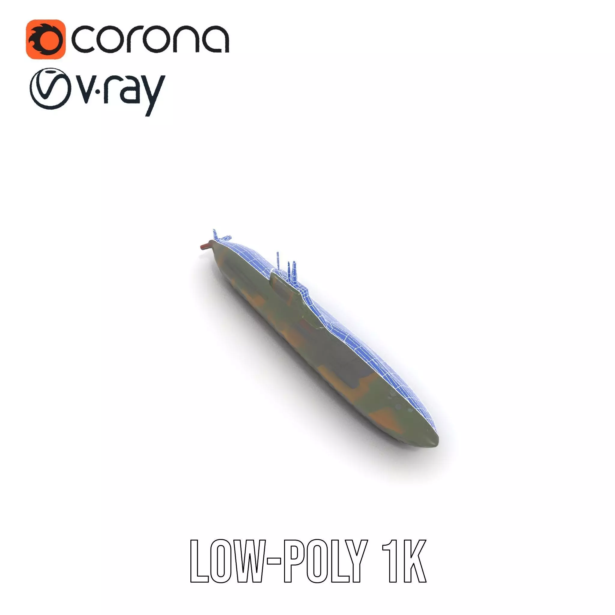 Camouflage Submarine model pack Low-poly 3D model_22