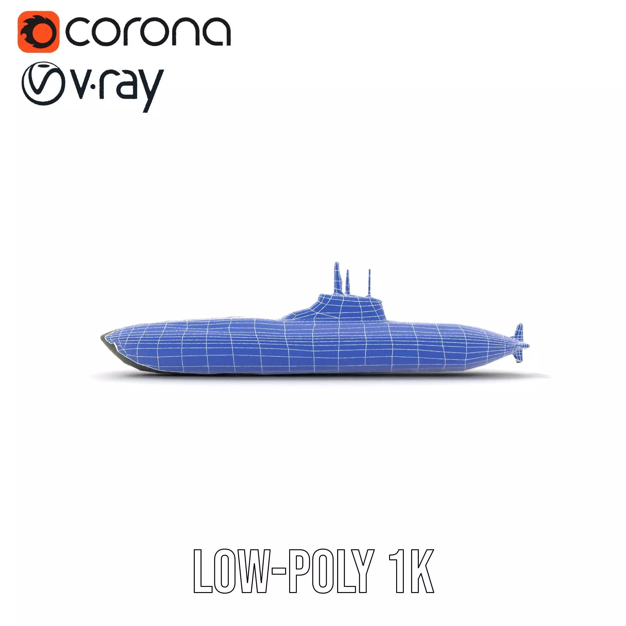 Camouflage Submarine model pack Low-poly 3D model_31