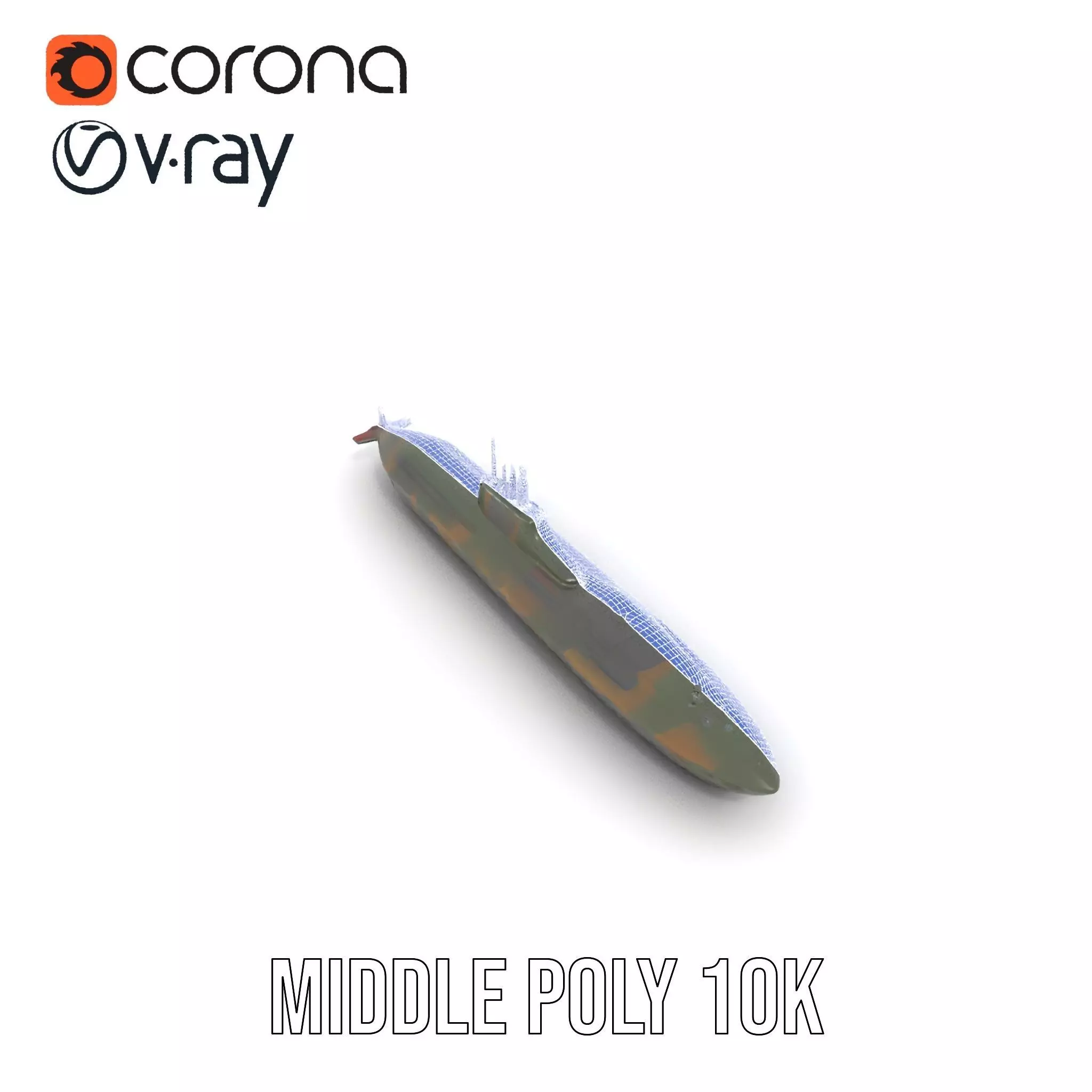 Camouflage Submarine model pack Low-poly 3D model_27