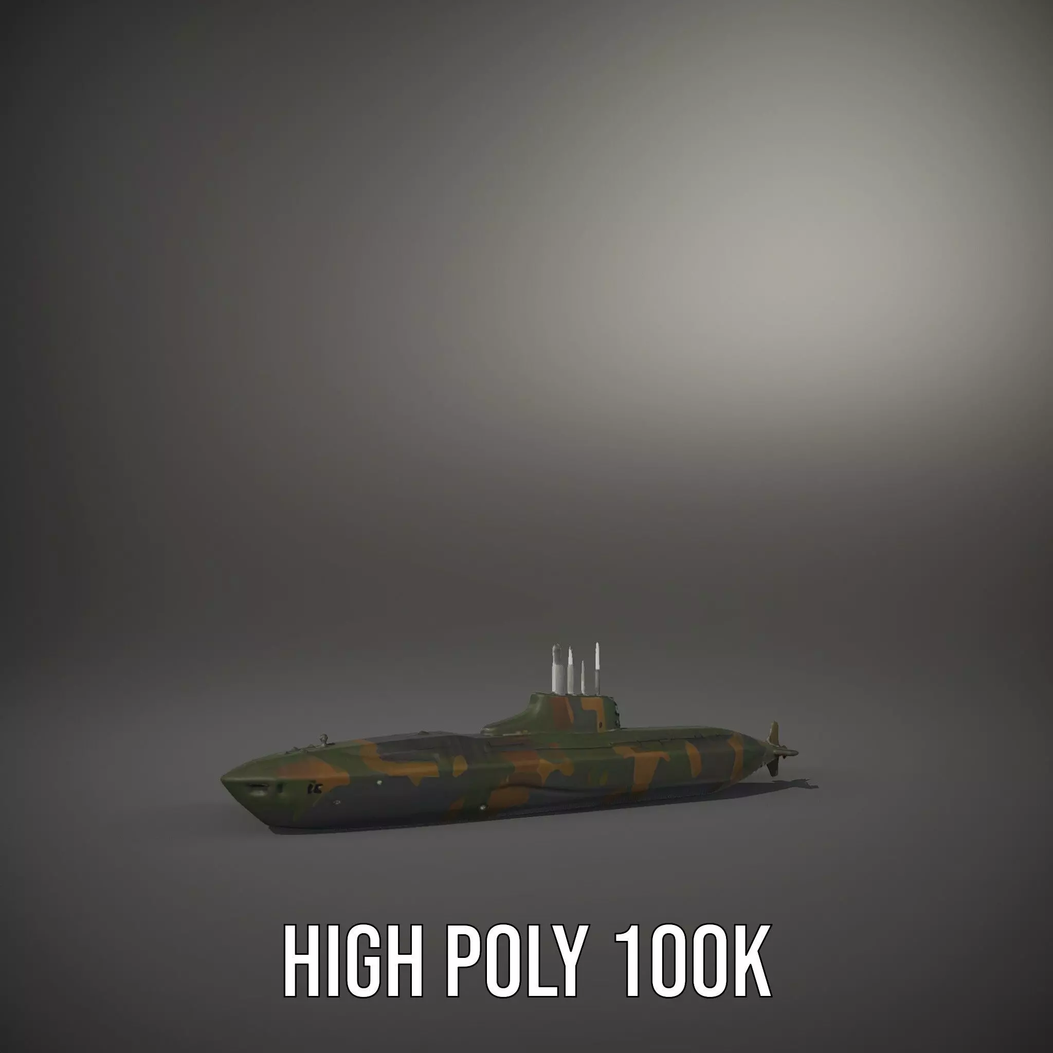 Camouflage Submarine model pack Low-poly 3D model_8