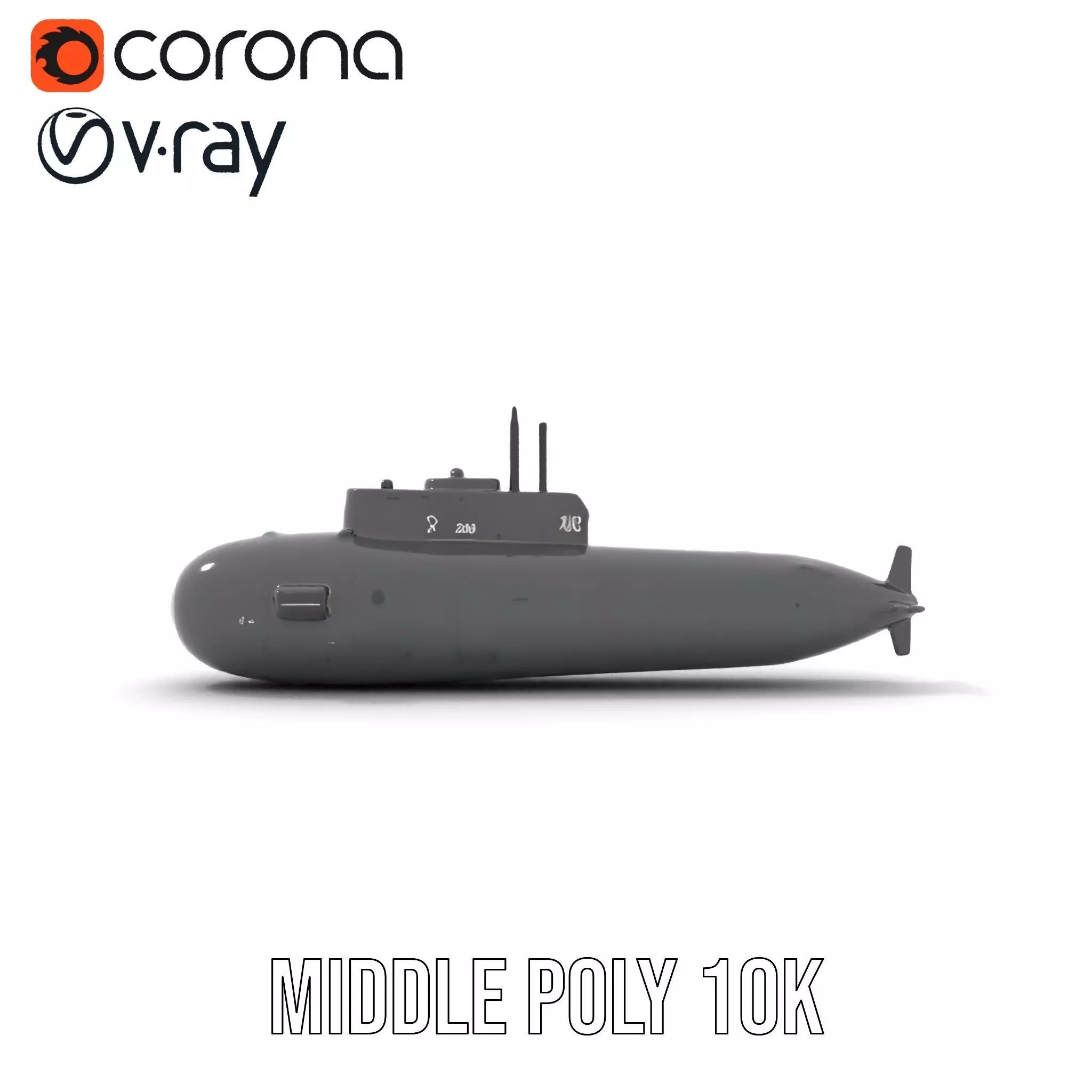 Sleek Submarine model pack Low-poly 3D model_15