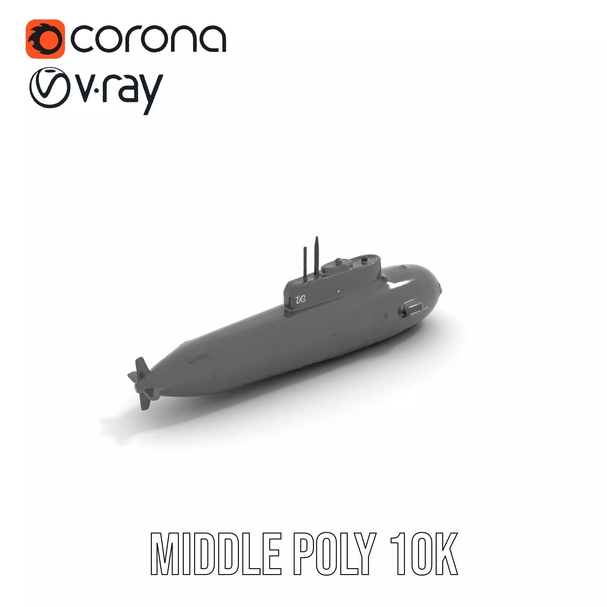 Sleek Submarine model pack Low-poly 3D model_5