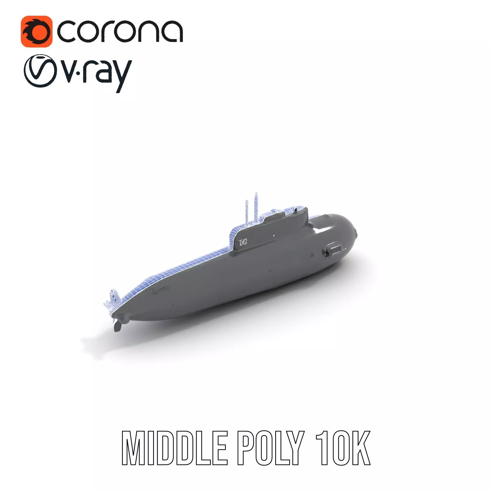 Sleek Submarine model pack Low-poly 3D model_21