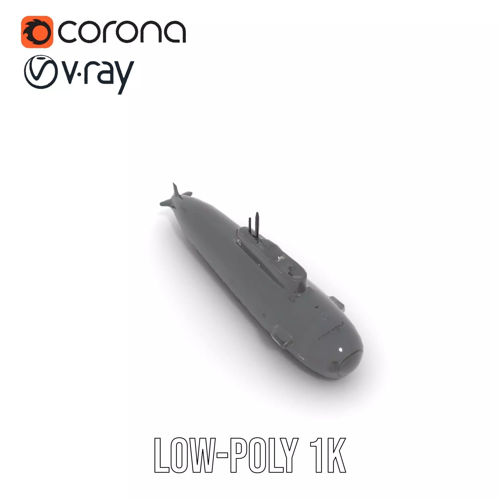 Sleek Submarine model pack Low-poly 3D model_19