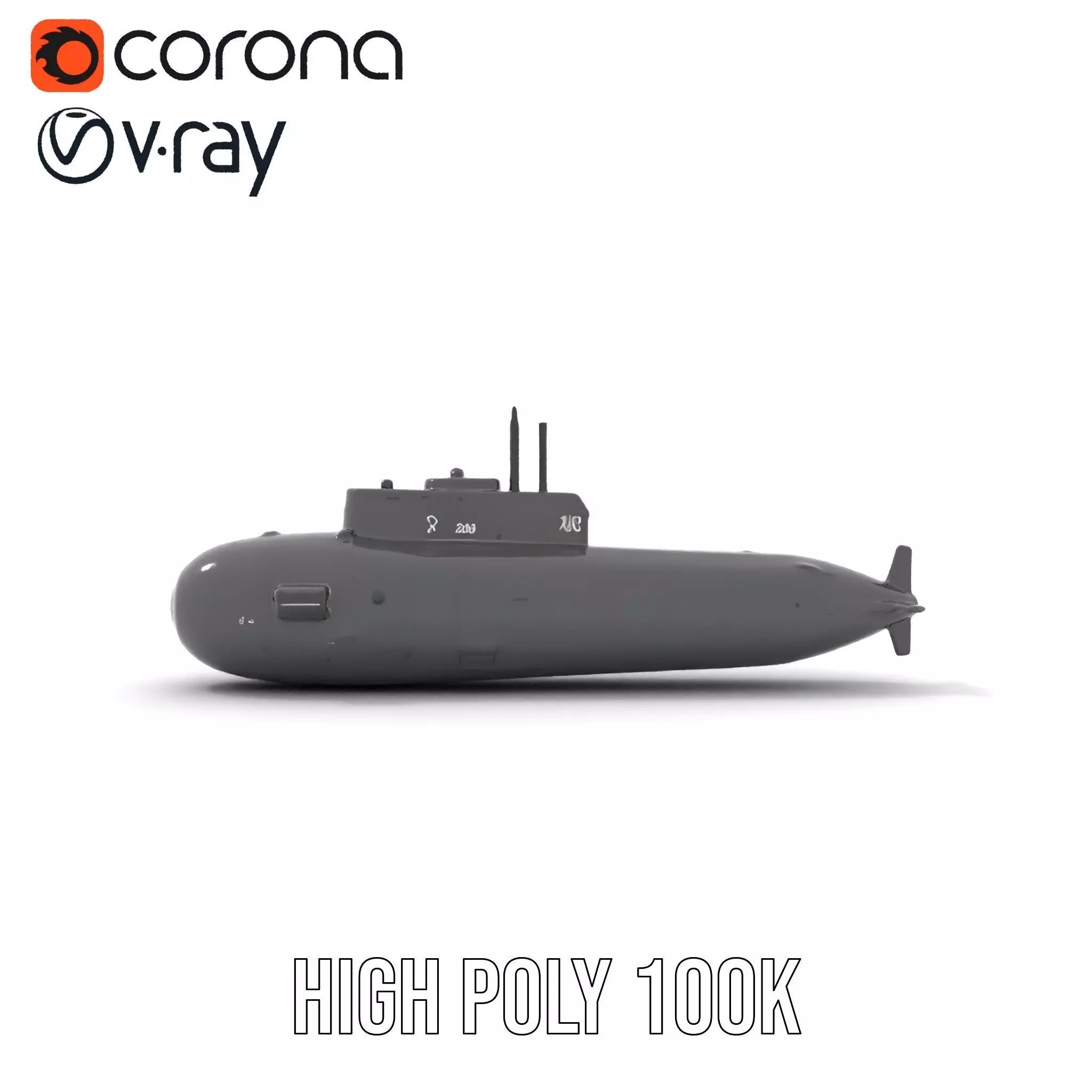 Sleek Submarine model pack Low-poly 3D model_33