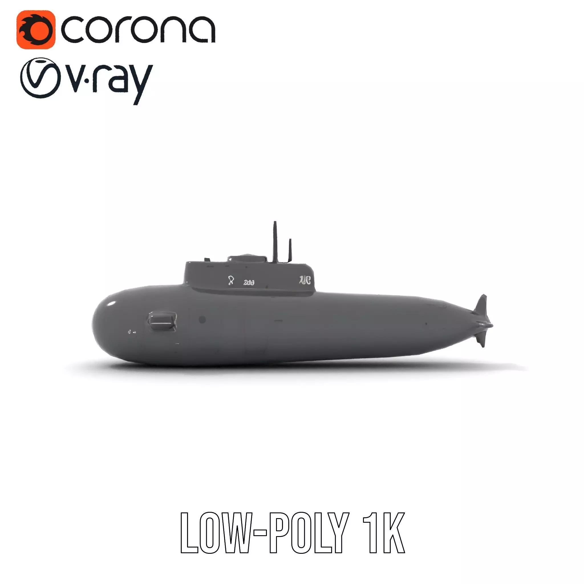 Sleek Submarine model pack Low-poly 3D model_12