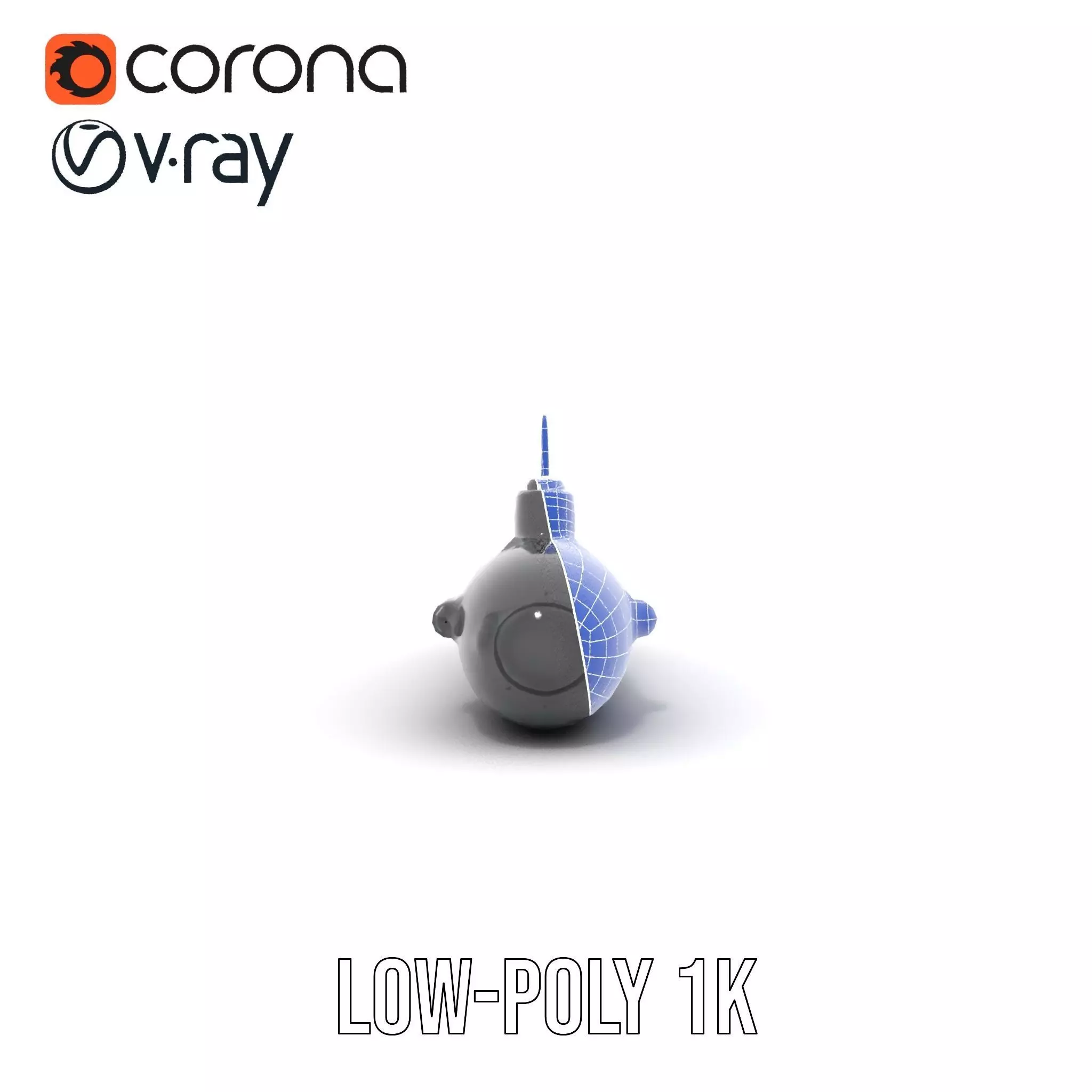 Sleek Submarine model pack Low-poly 3D model_27