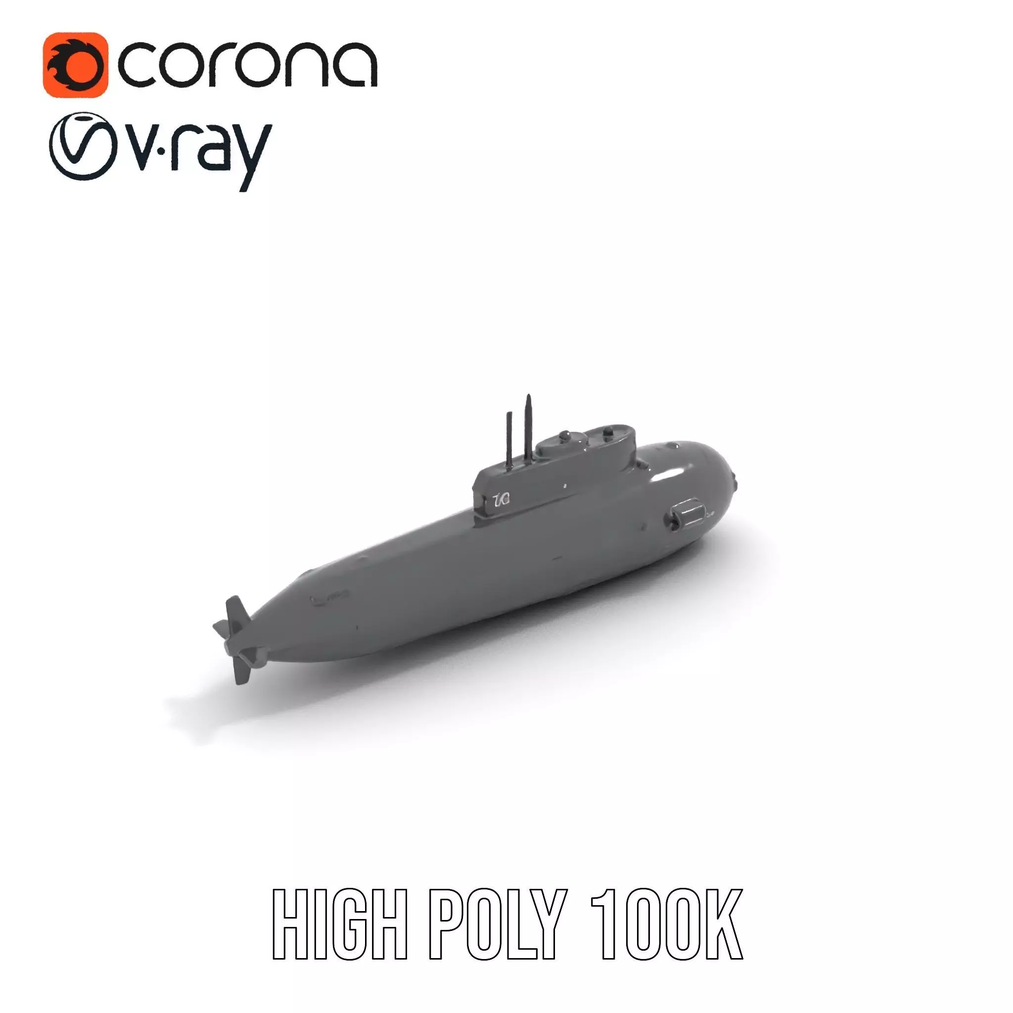 Sleek Submarine model pack Low-poly 3D model_20
